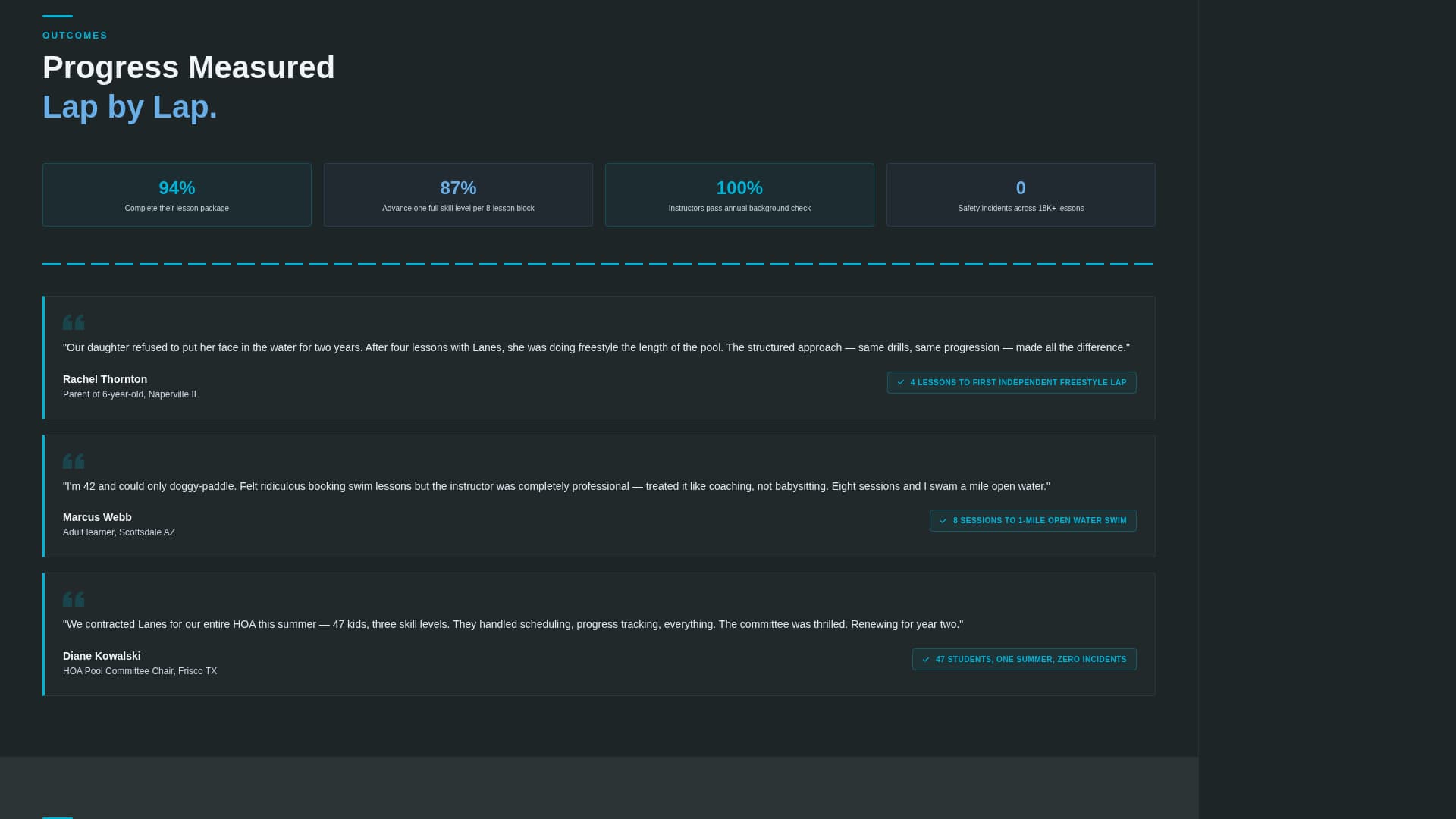 Lanes - Certified Swiminstructor Landing Page Template