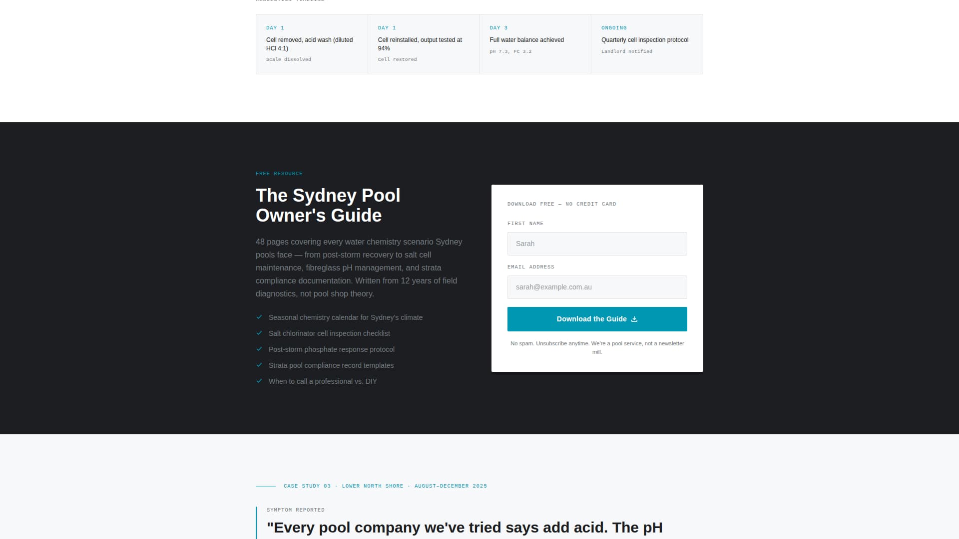 Chlorine - Diagnostic Poolcare Landing Page Template