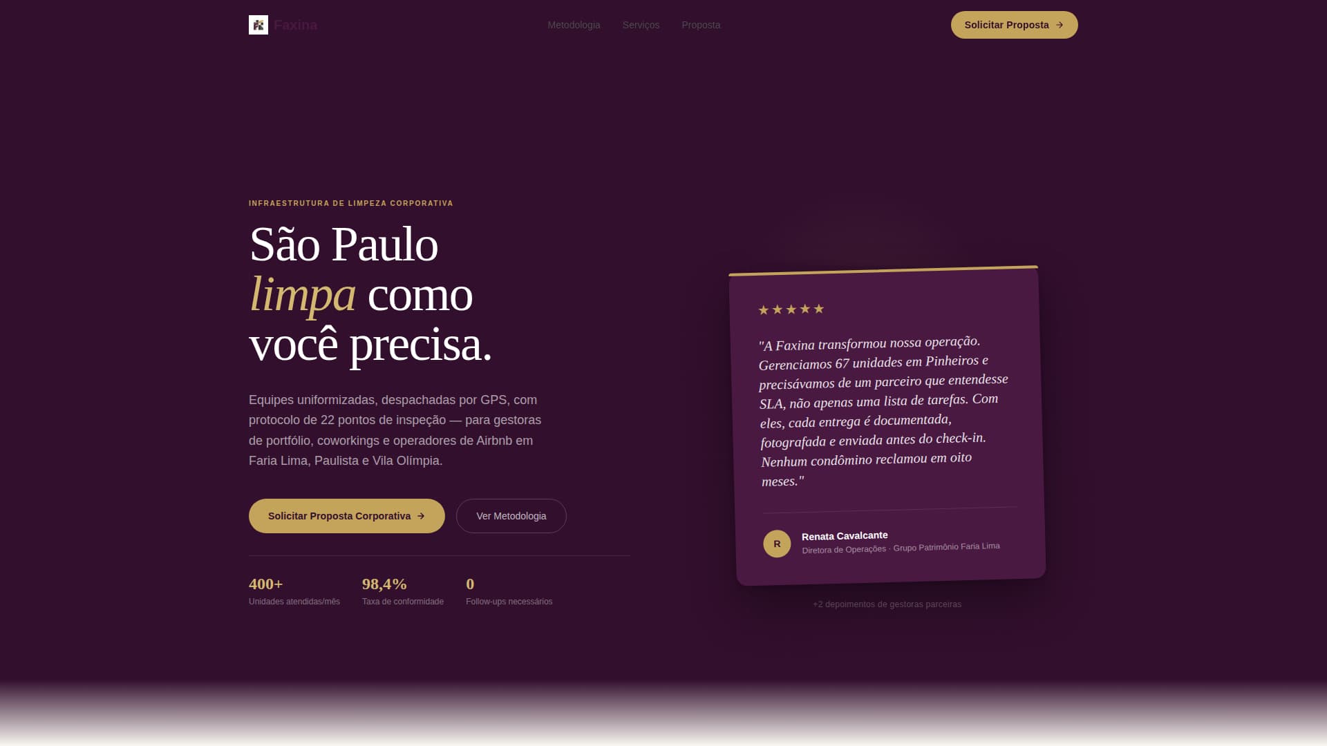 Faxina - Executive Cleaning Landing Page Template
