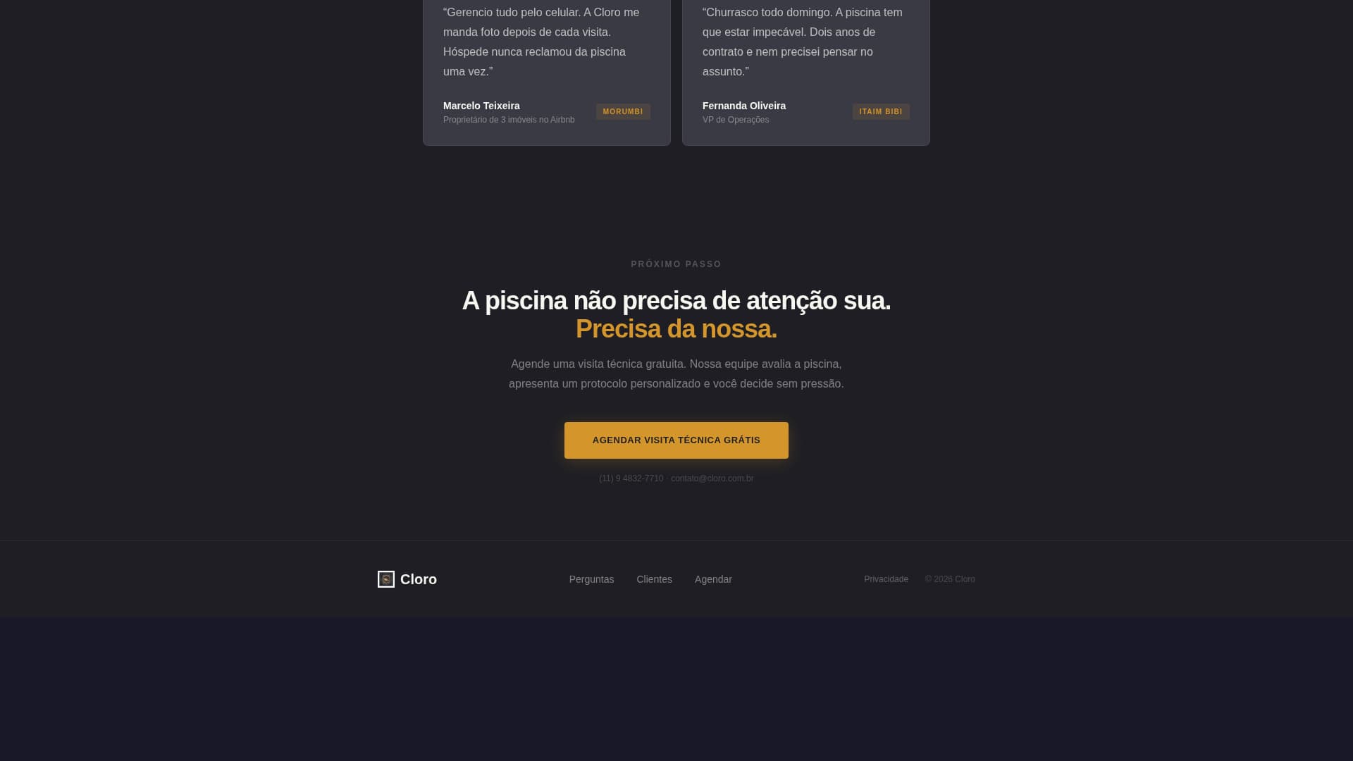 Cloro - Executive Poolcleaning Landing Page Template
