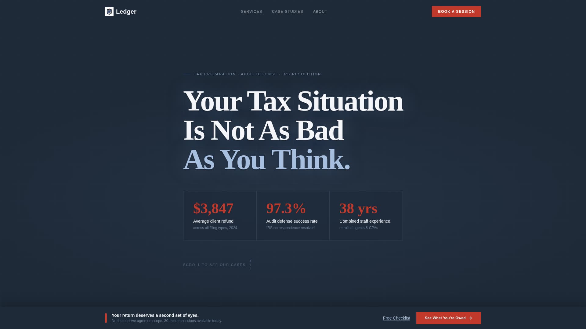 Ledger - Authoritative Taxpreparer Landing Page Template