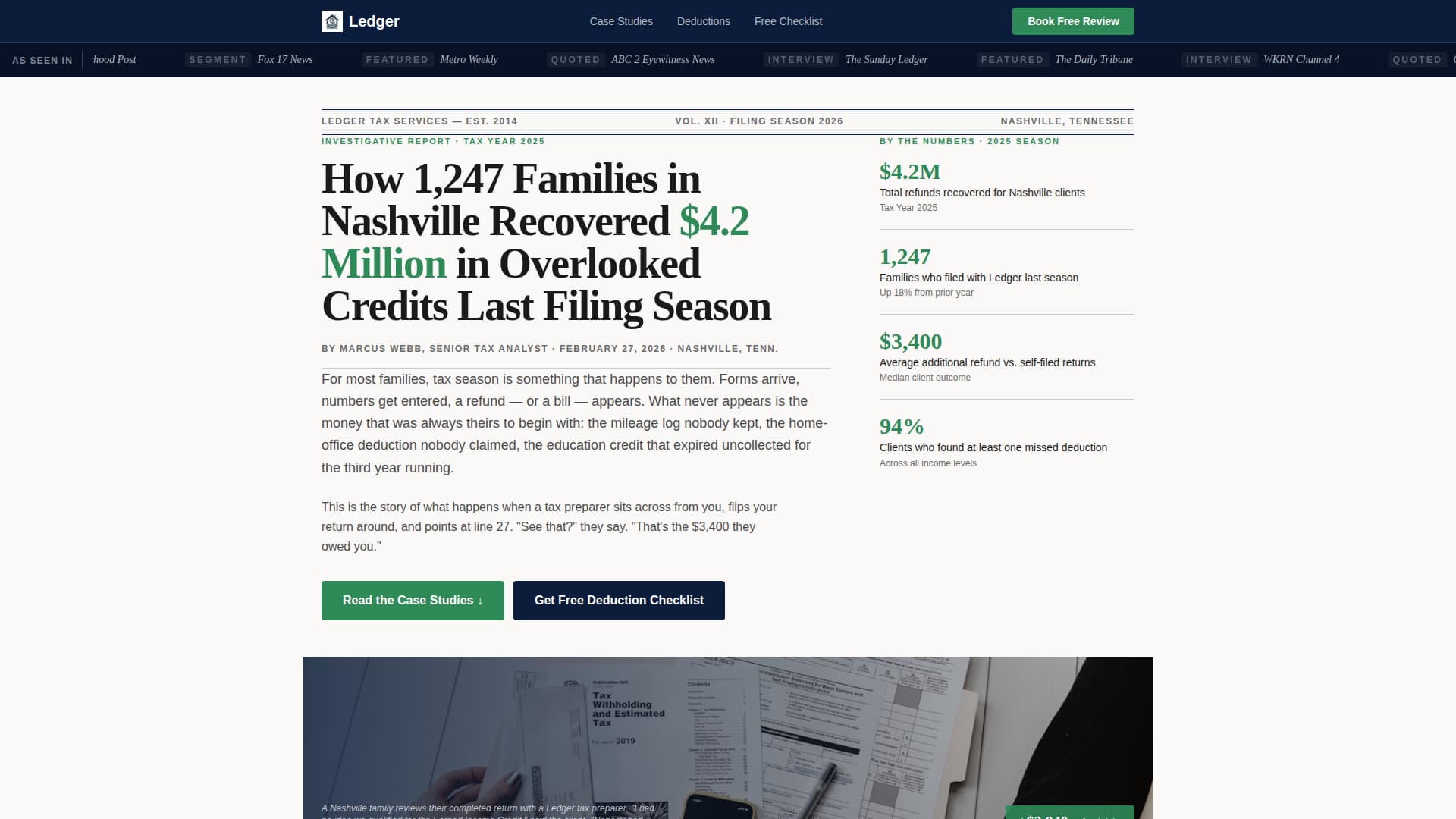 Tax Preparer Portfolio Website Template