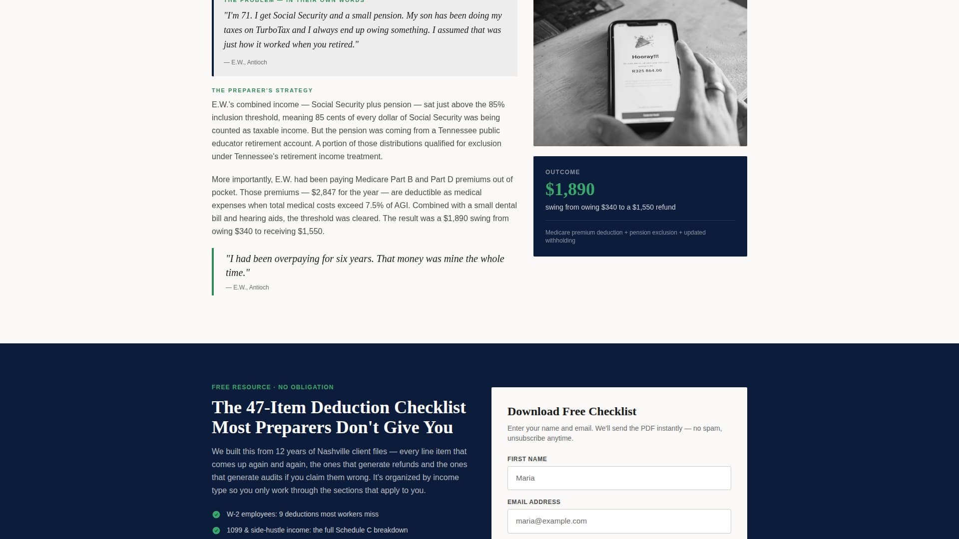 Tax Preparer Portfolio Website Template