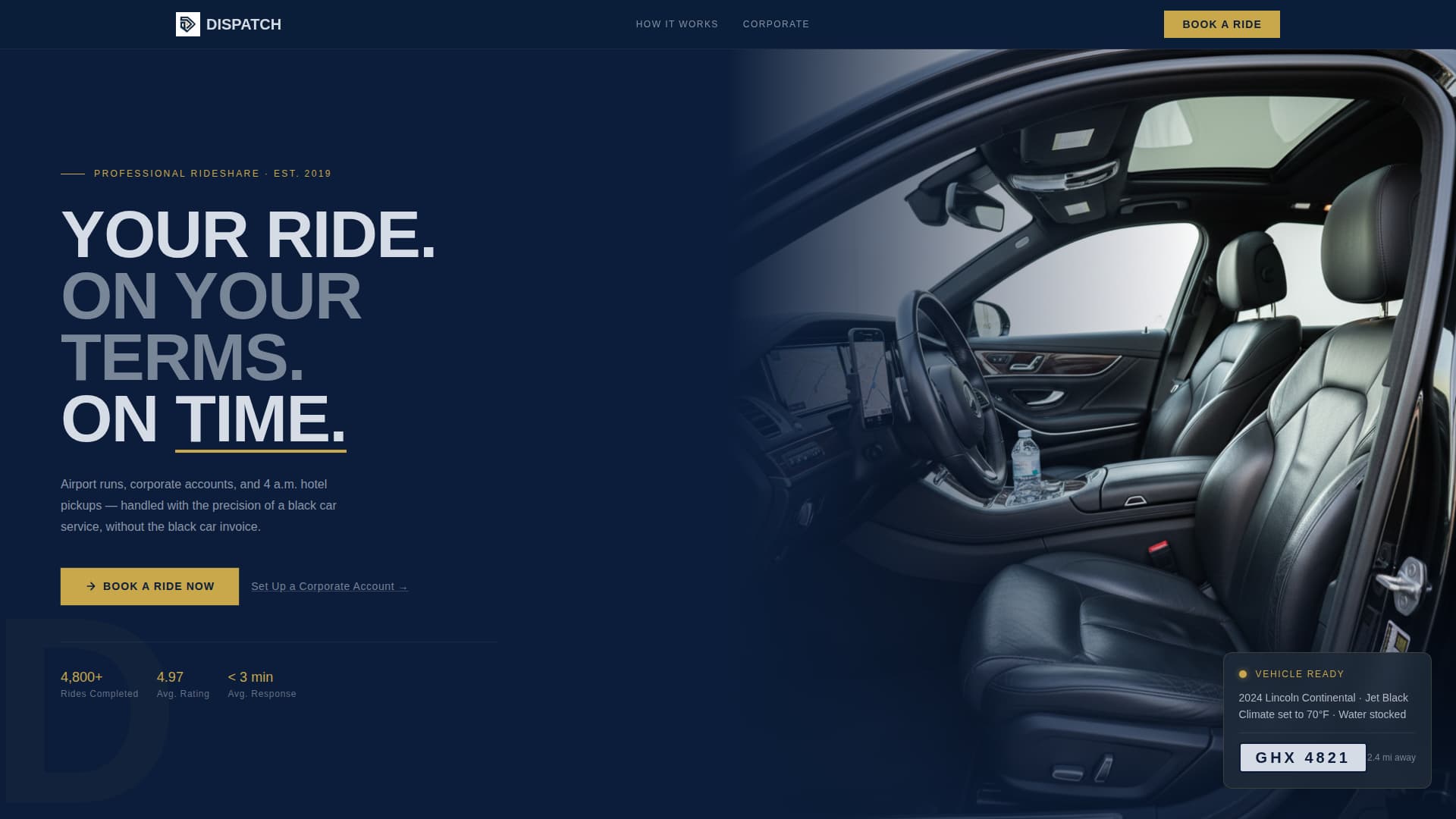 Dispatch - Professional Rideshare Landing Page Template