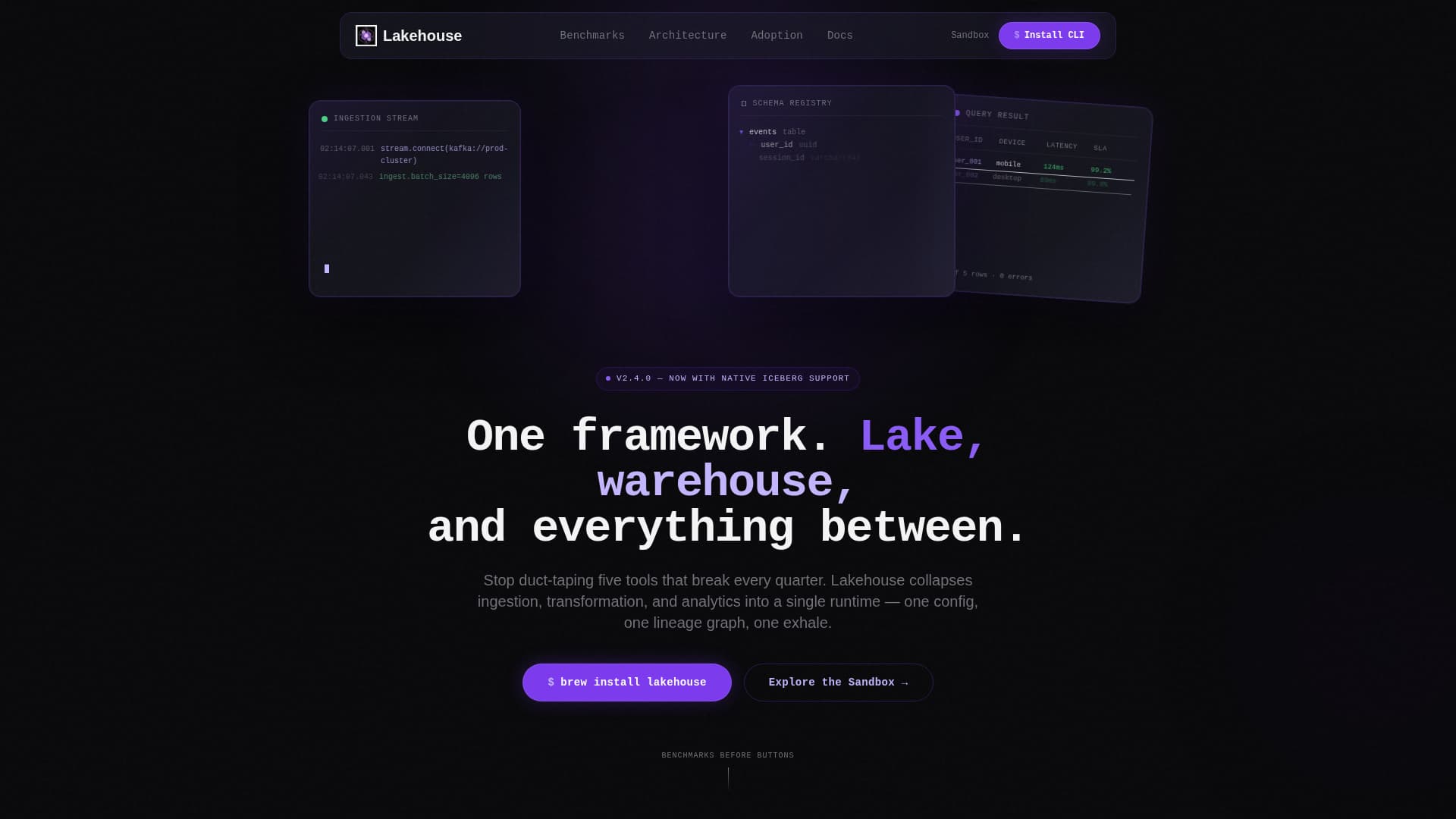 Lake — Unified Data Platform Landing Page Template