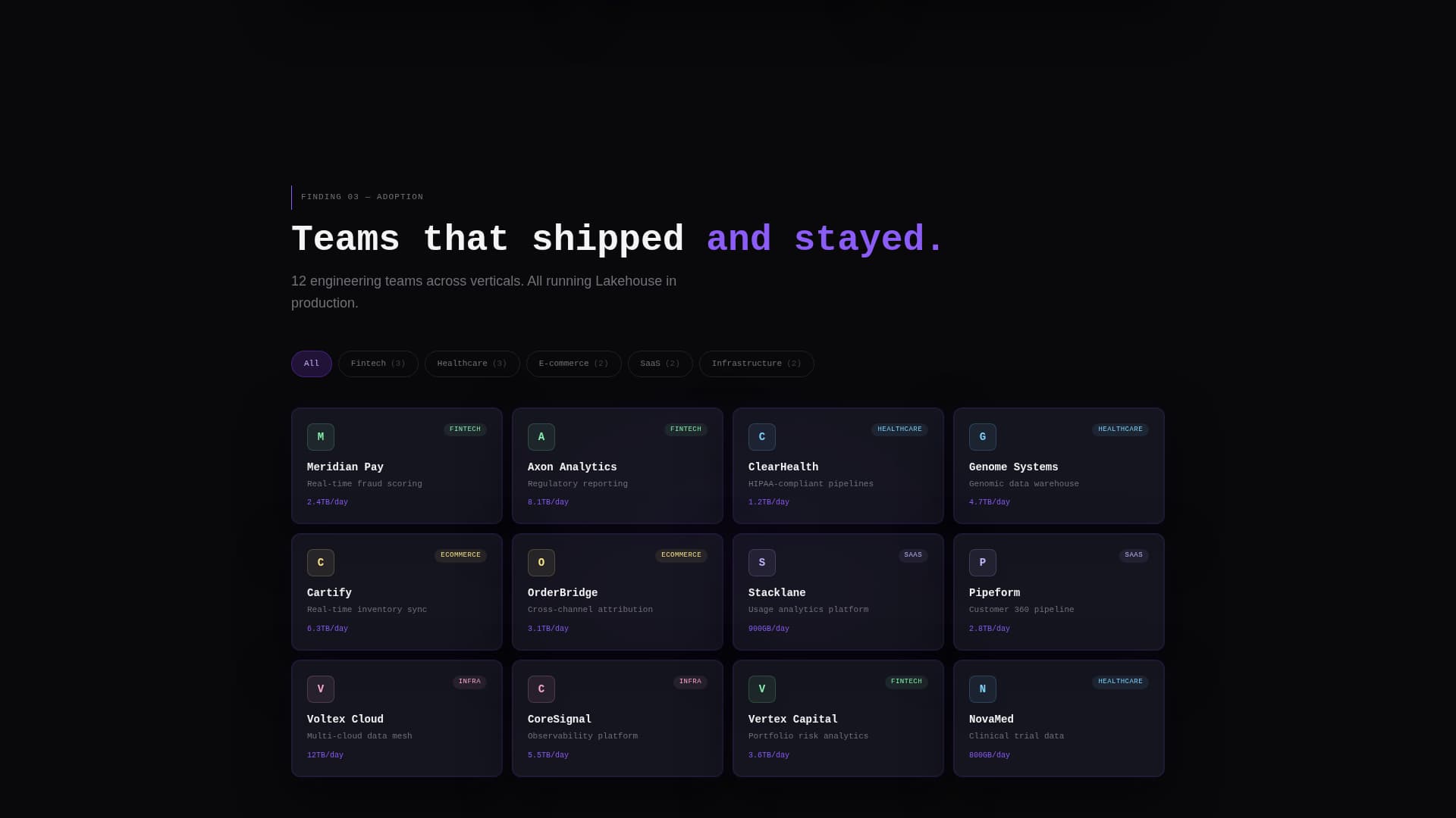 Lake — Unified Data Platform Landing Page Template