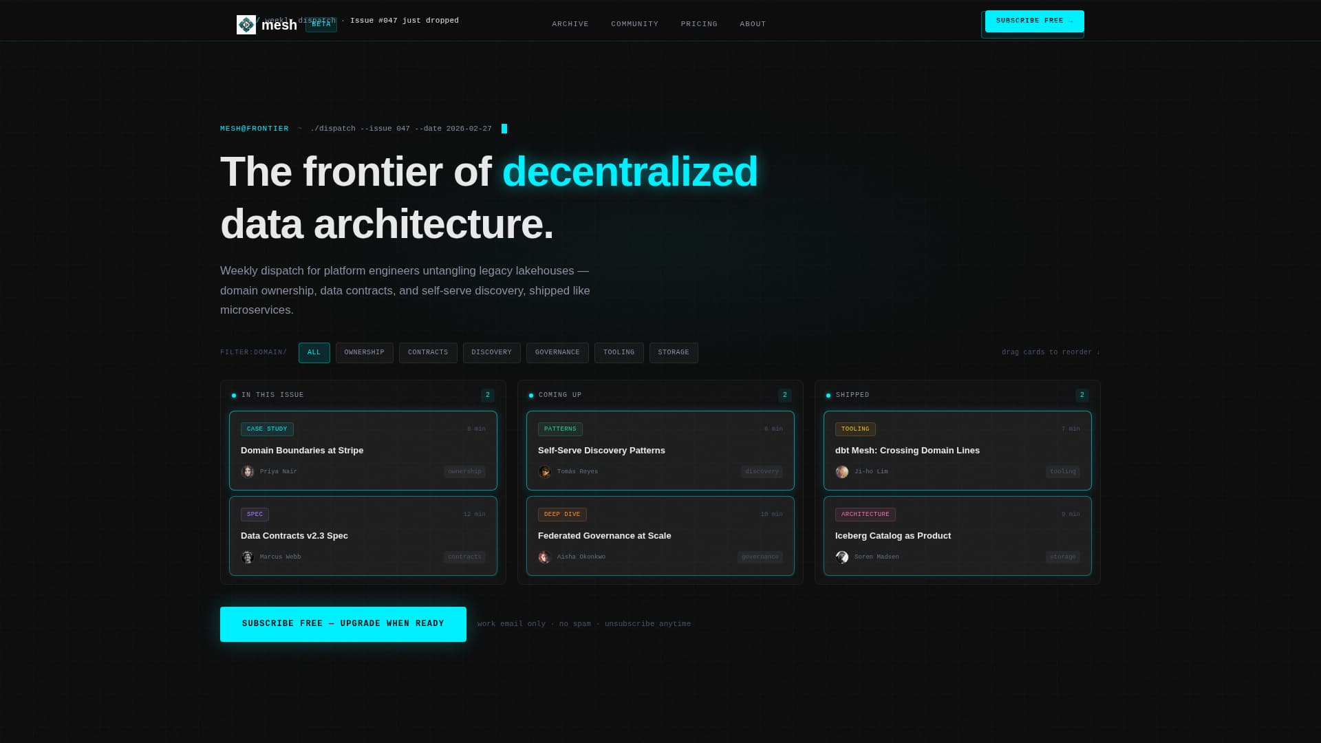 Mesh - Dynamic Data Mesh Landing Page Template