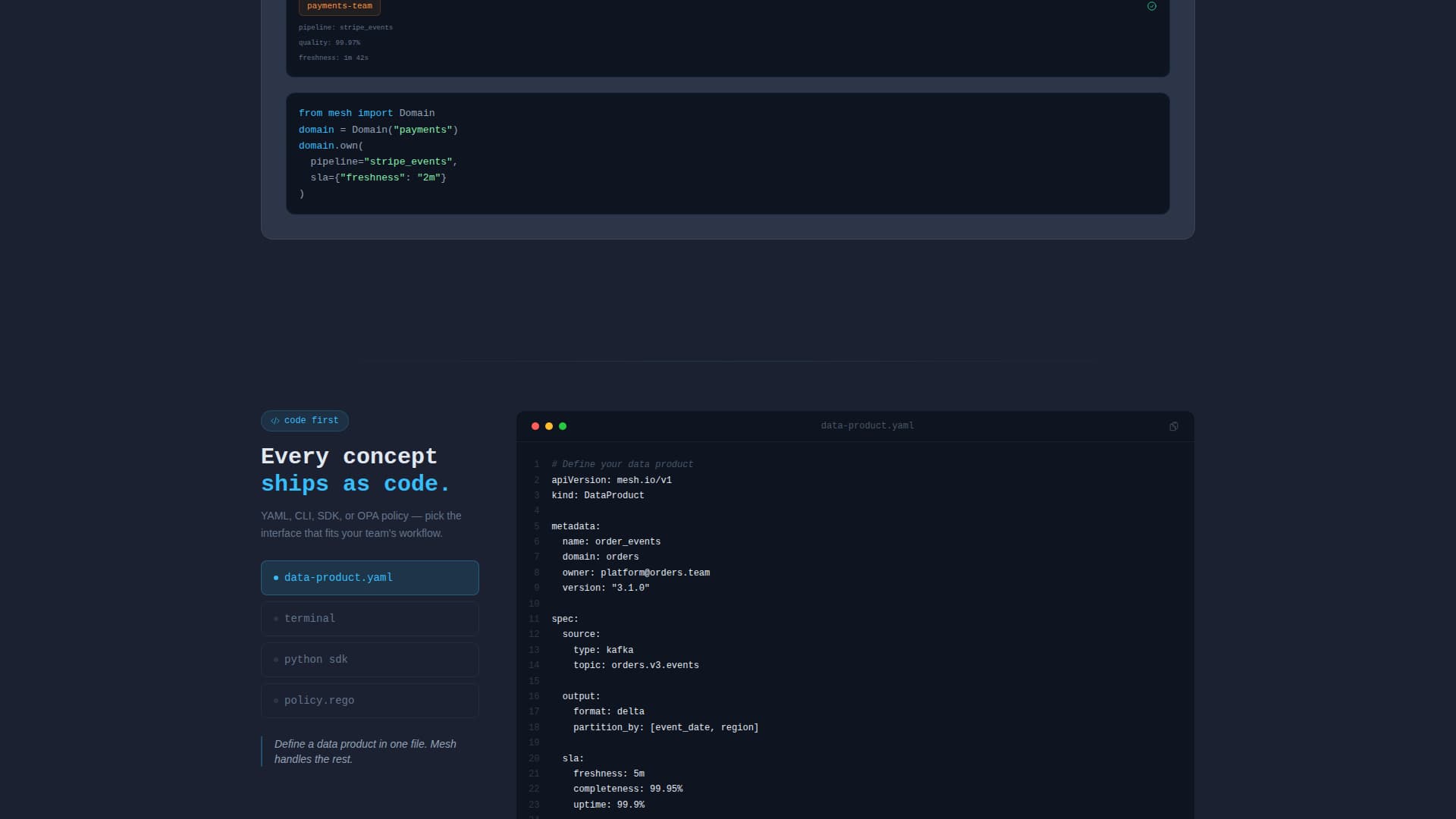 Mesh - Powerful Data Mesh Landing Page Template