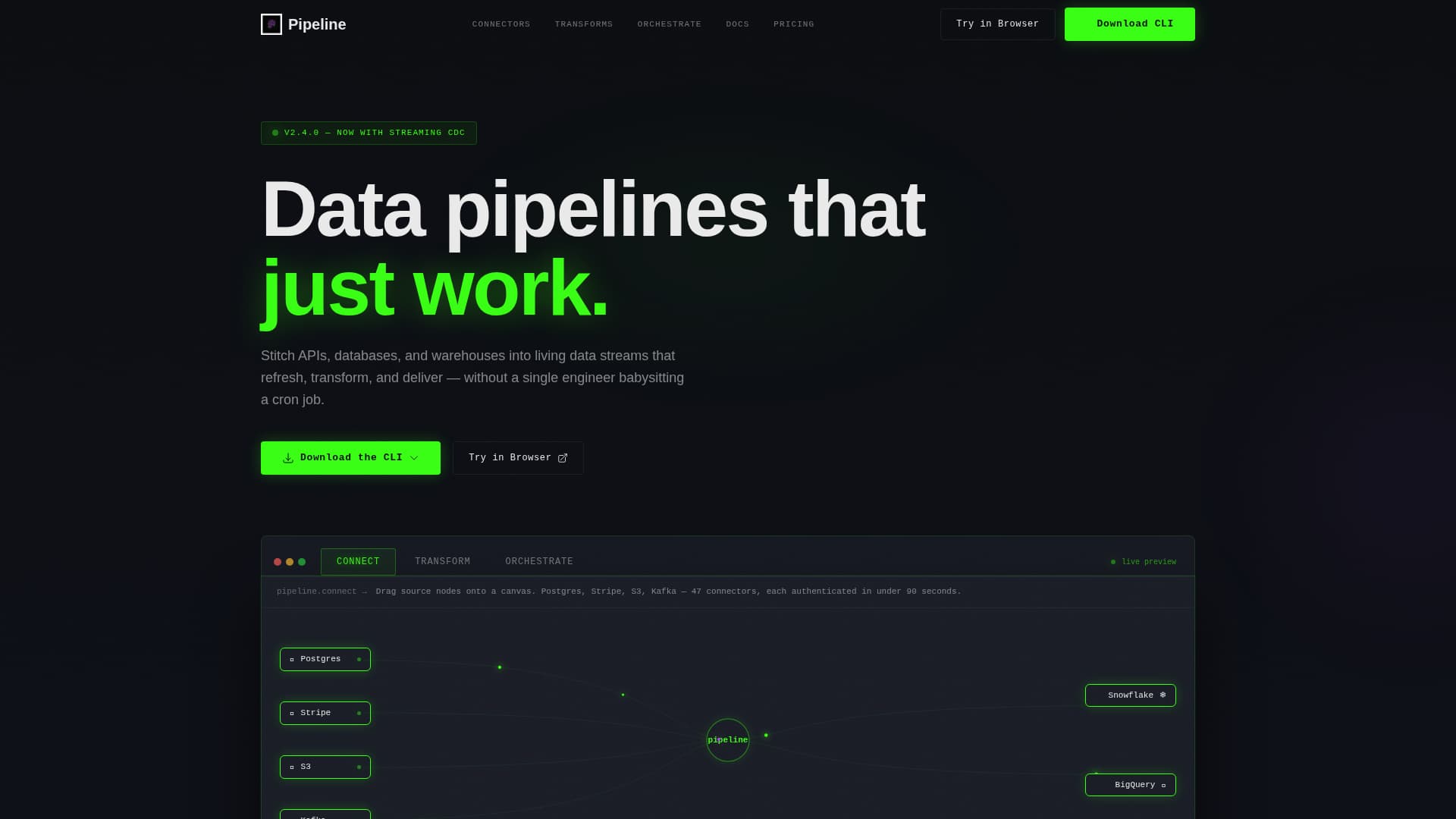 Pipeline - Powerful ETL Landing Page Template