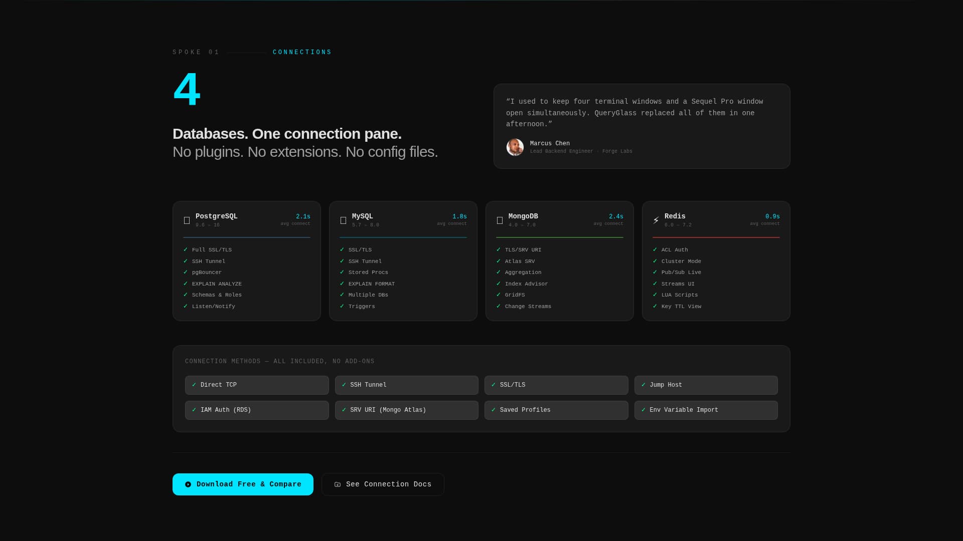 Queryglass - Powerful Database Landing Page Template