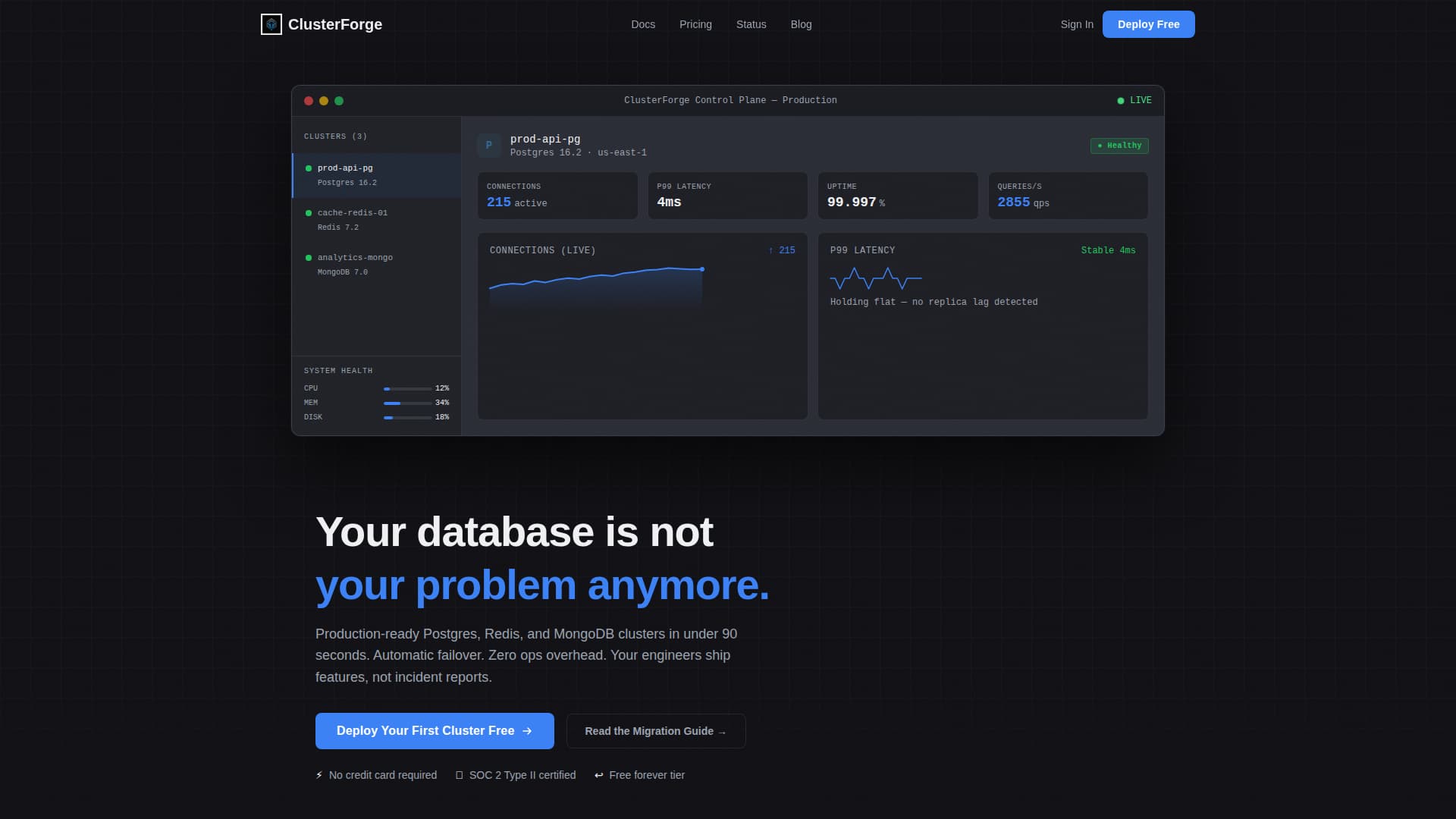 Clusterforge - Ruthless Database Landing Page Template