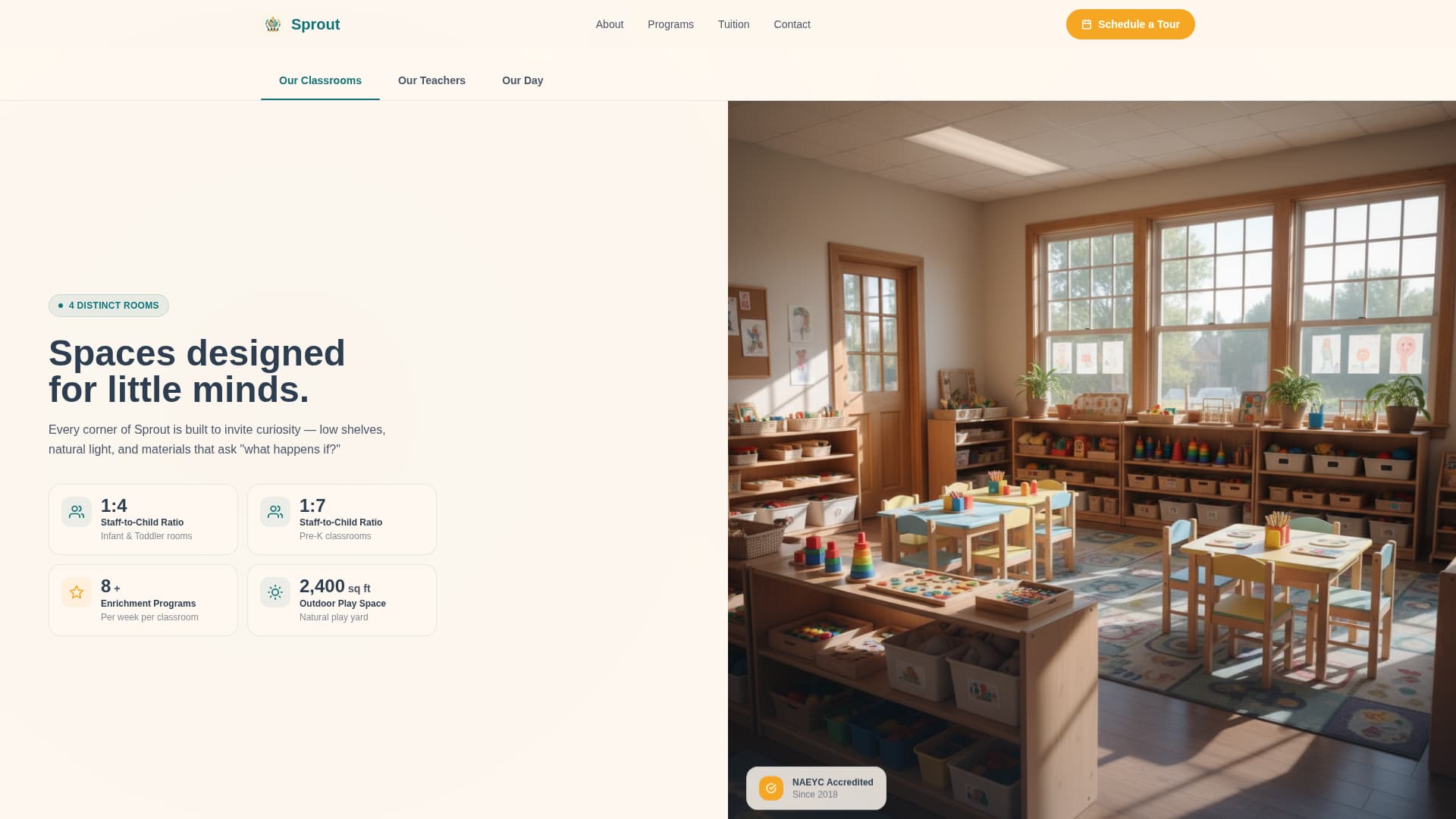 Sprout - Trusted Preschool Landing Page Template