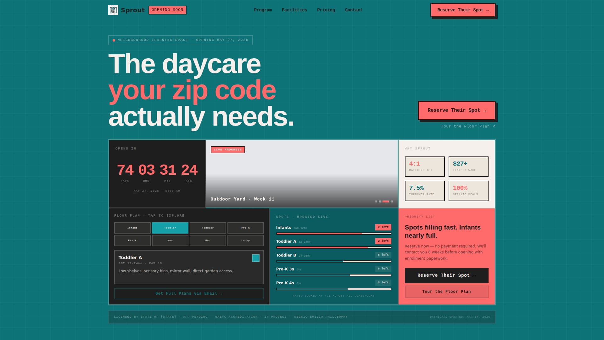 Sprout - Tealcatalyst Preschool Landing Page Template