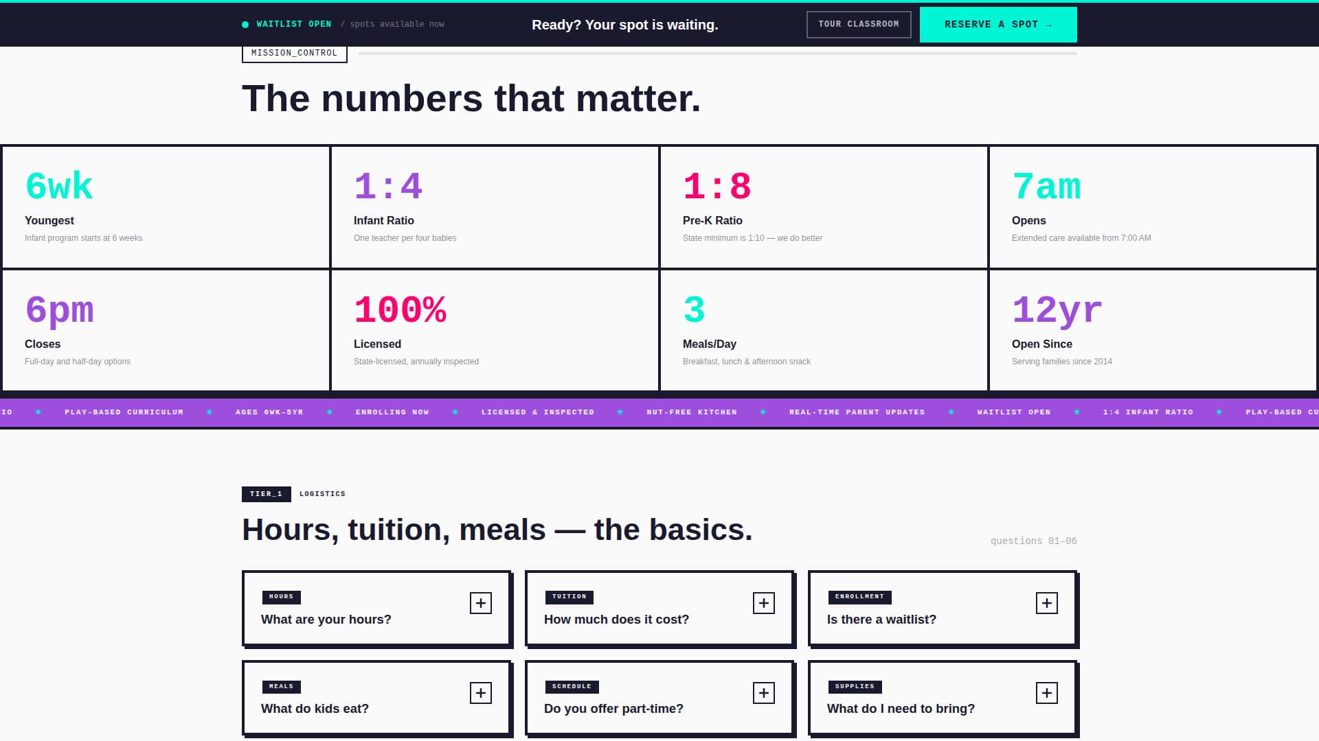Wonder - Bold Daycare Landing Page Template