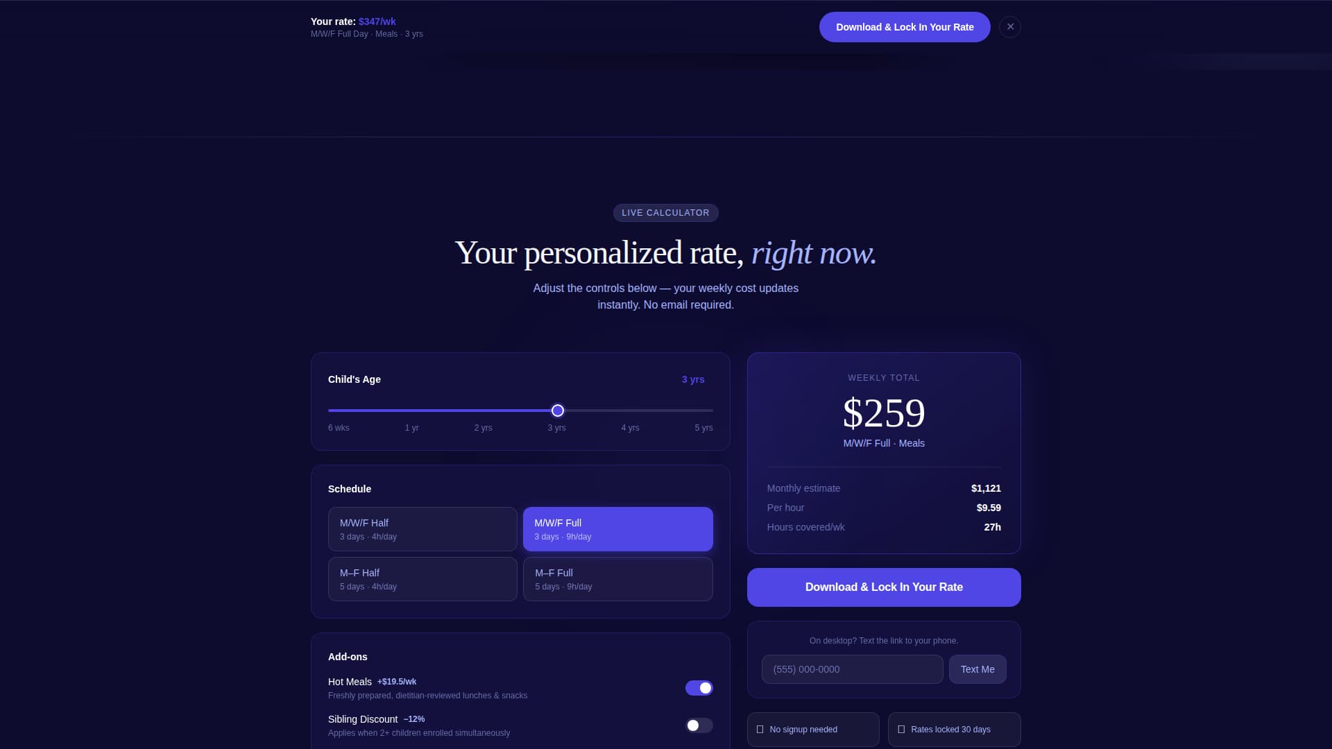 Tuition - Transparent Daycare Landing Page Template