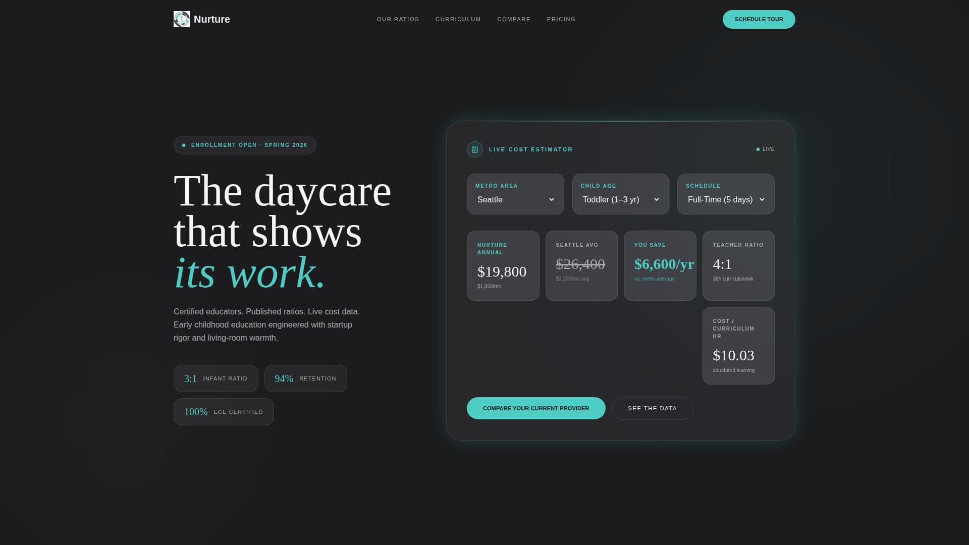 Nurture - Data-Driven Preschool Landing Page Template