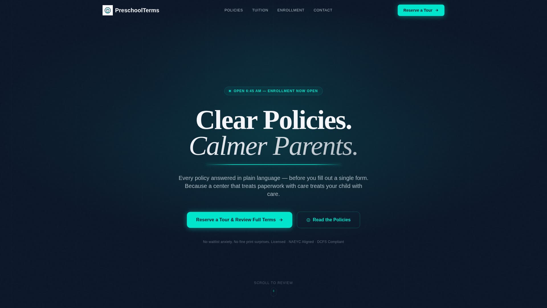 Clarity - Transparent Preschool Landing Page Template
