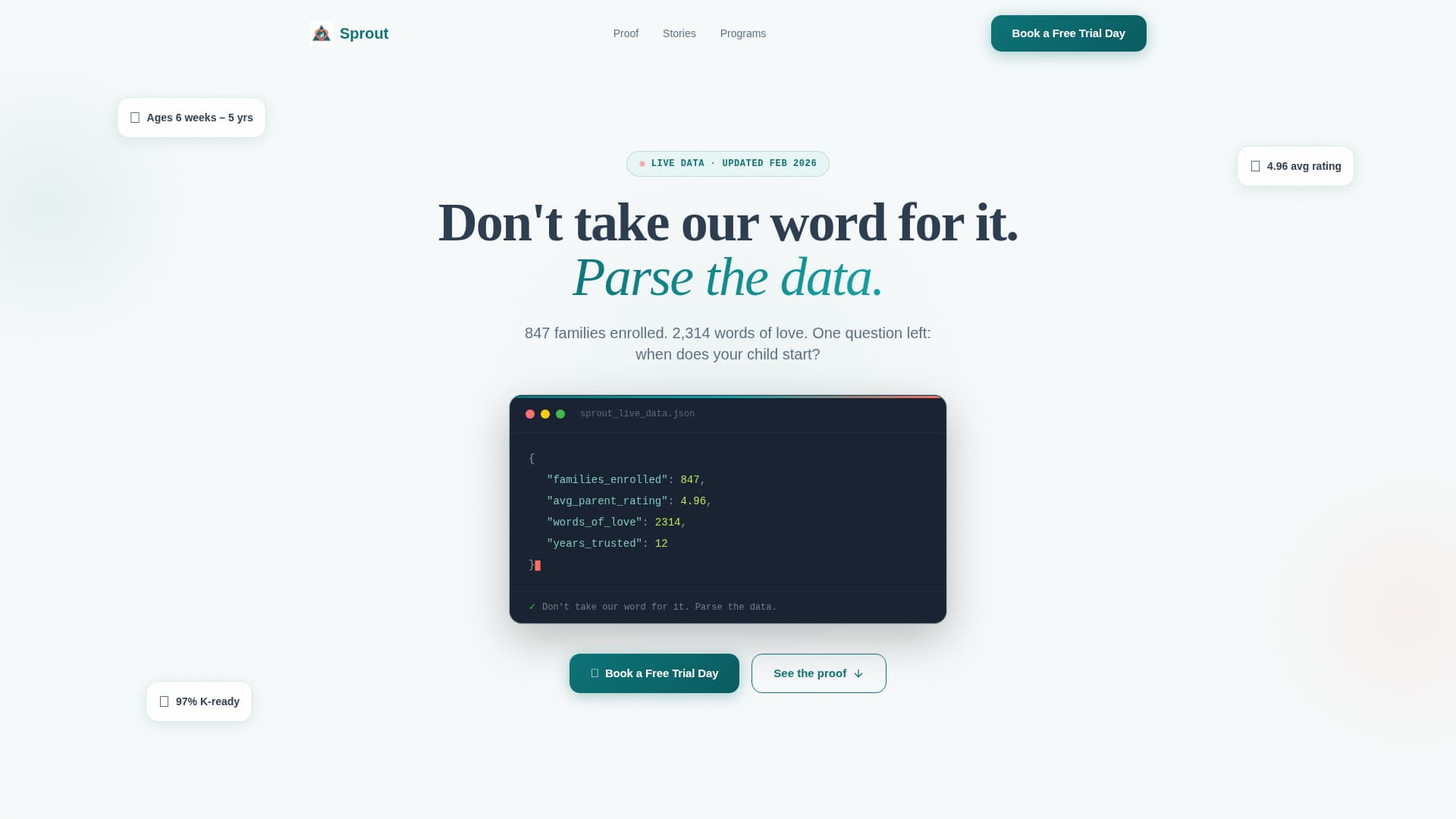 Sprout - High-Converting Daycare Landing Page Template