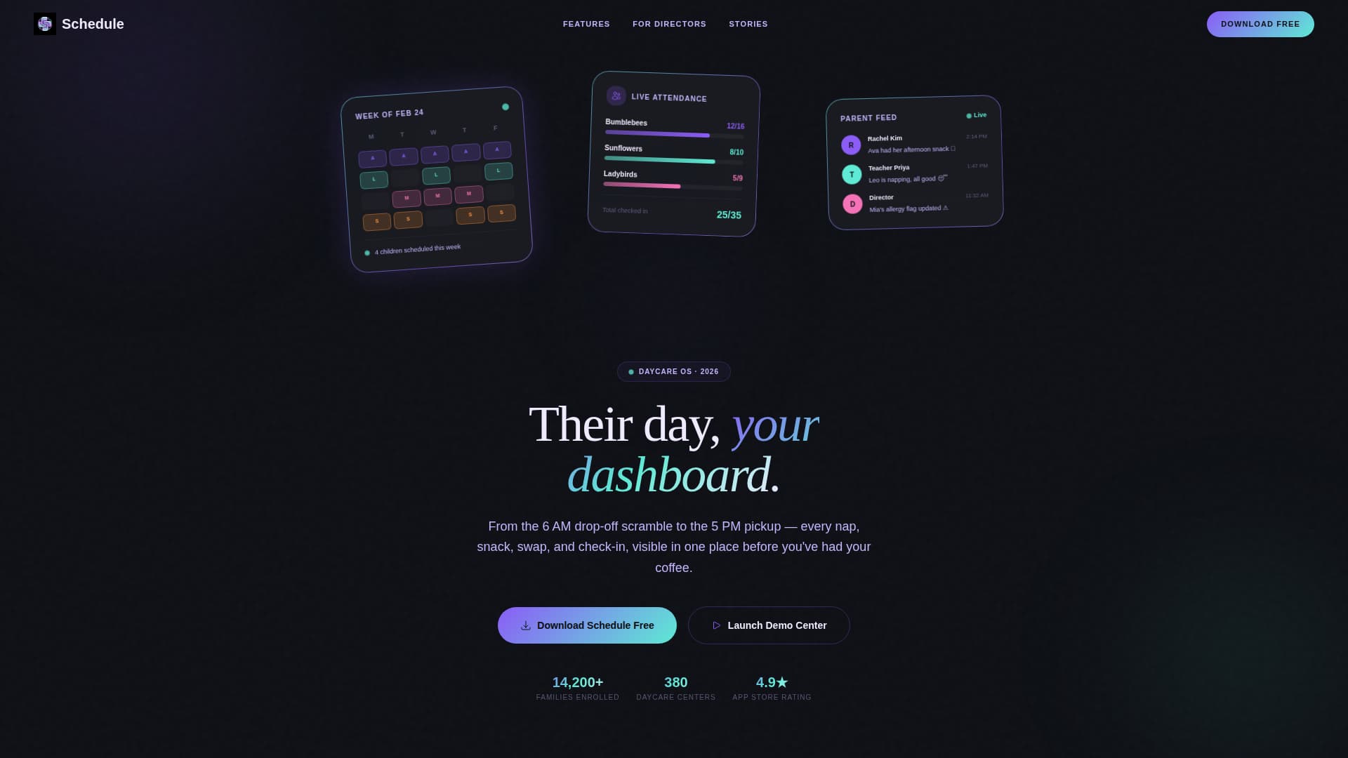 Schedule - Powerful Daycare Landing Page Template