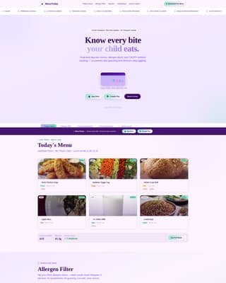 Menutoday - Dynamic Daycare Landing Page Template