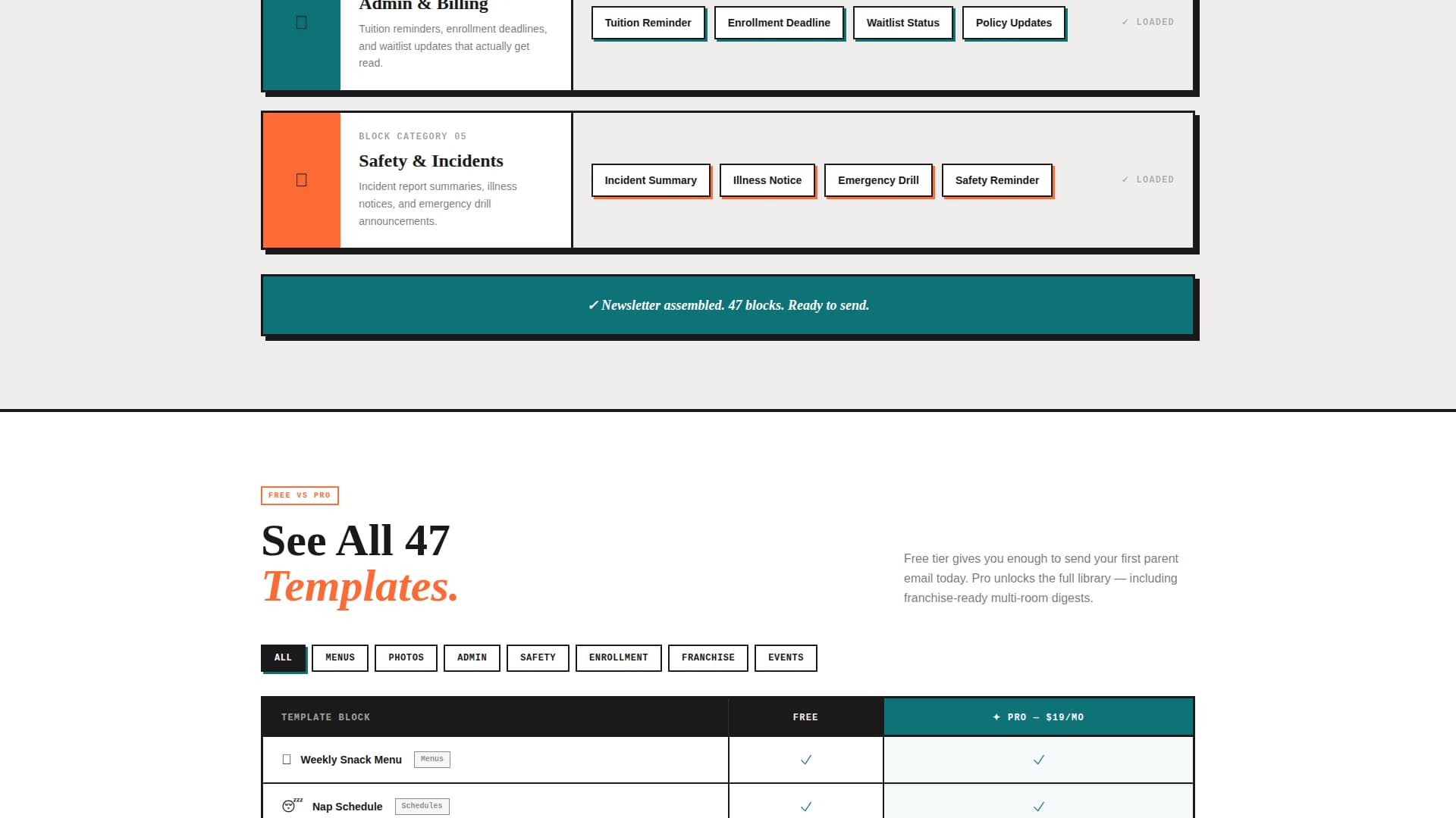 Bulletin - Powerful Daycare Landing Page Template
