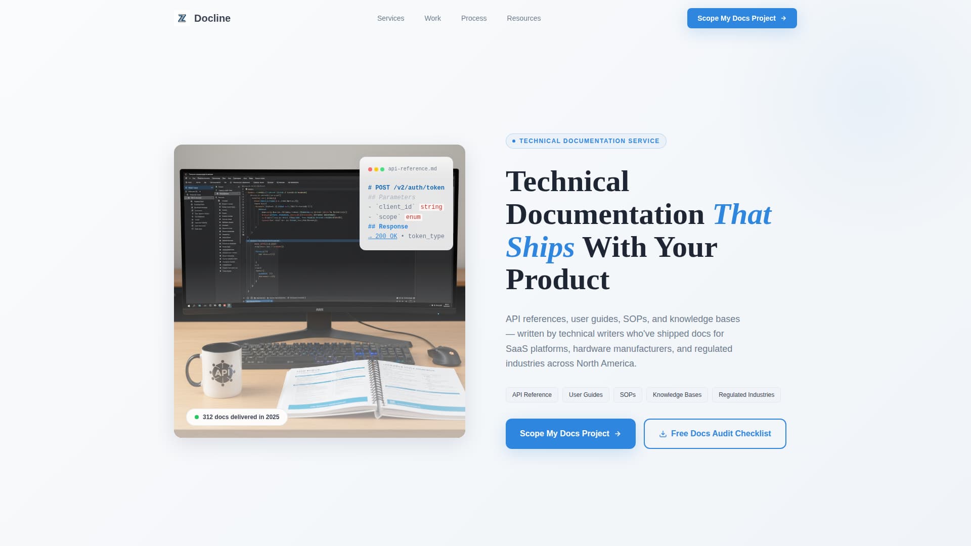 Docline - Precise Technicalwriter Landing Page Template