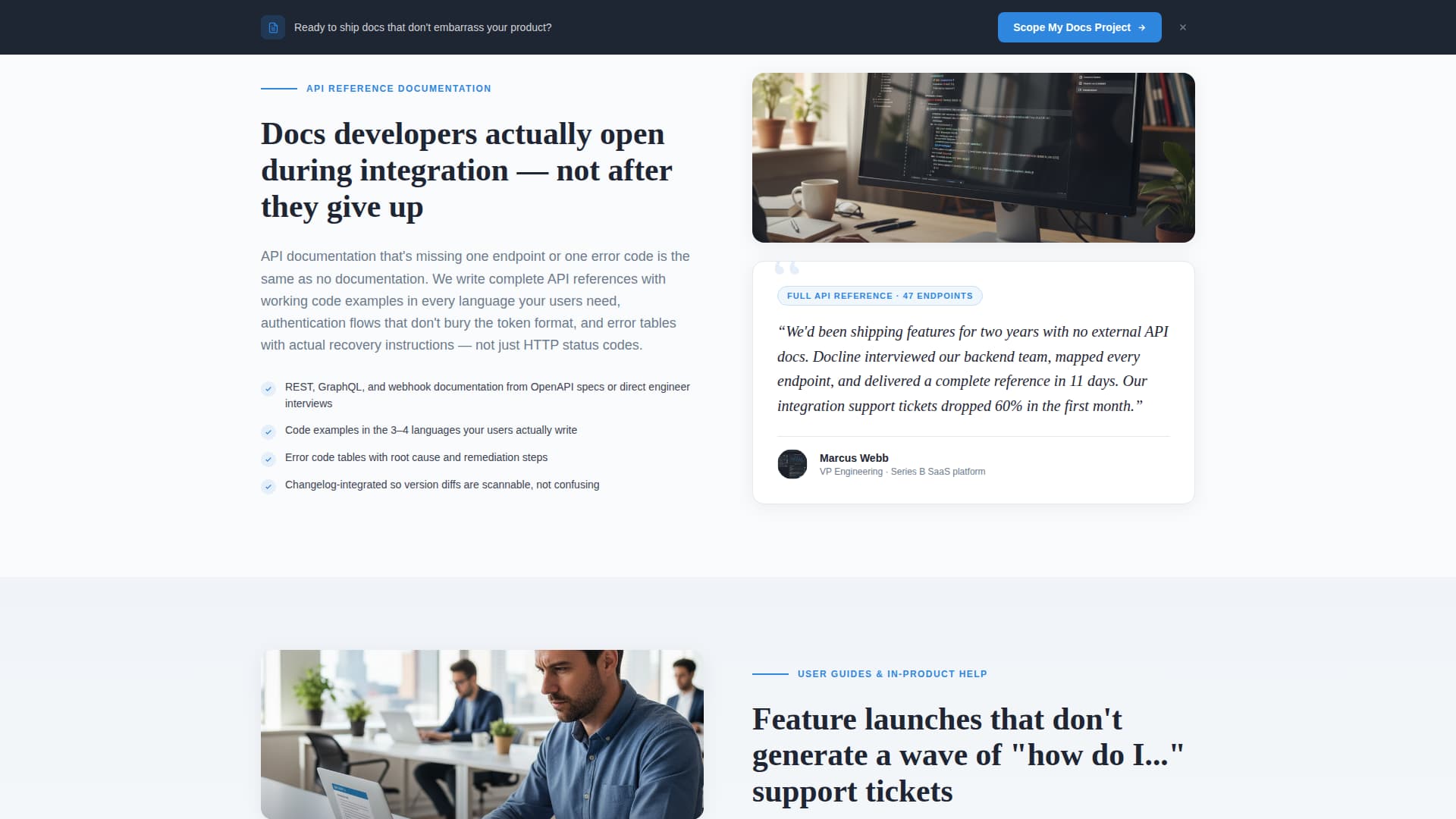 Docline - Precise Technicalwriter Landing Page Template