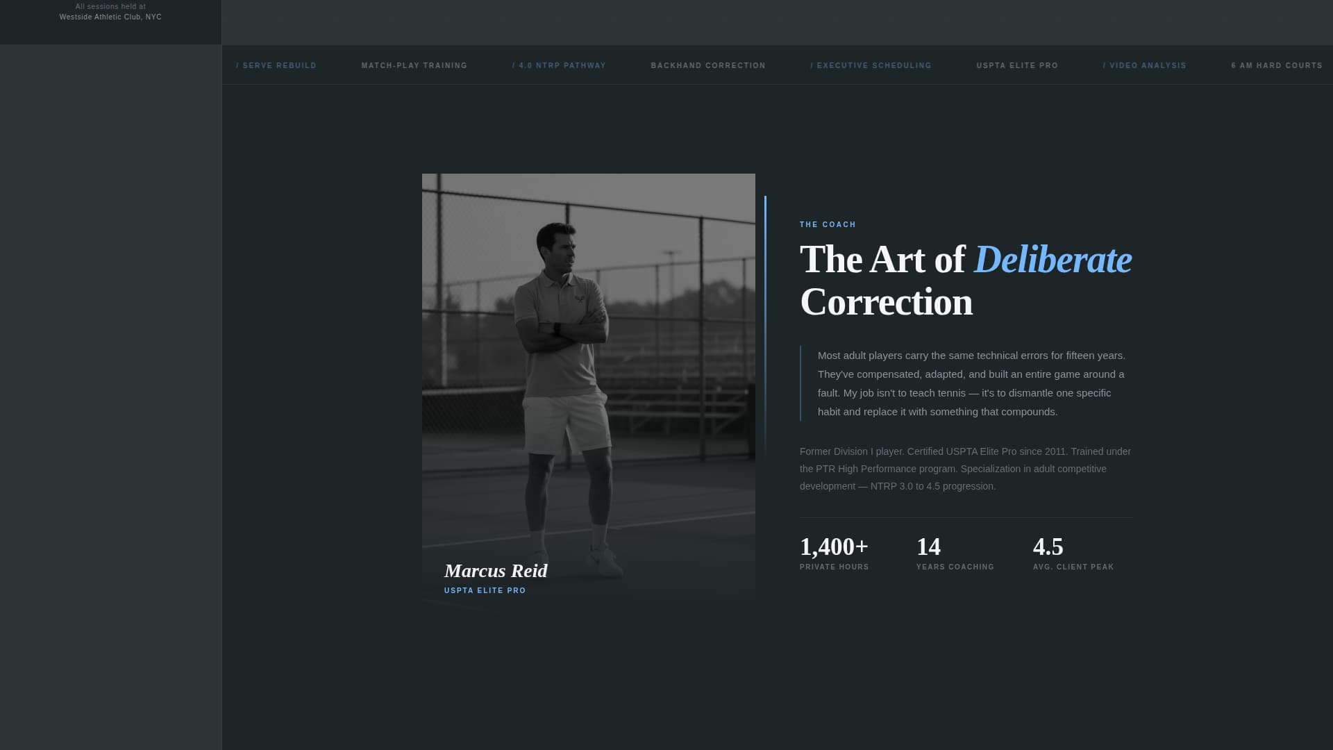 Tennis Coach Advanced Booking Website Template