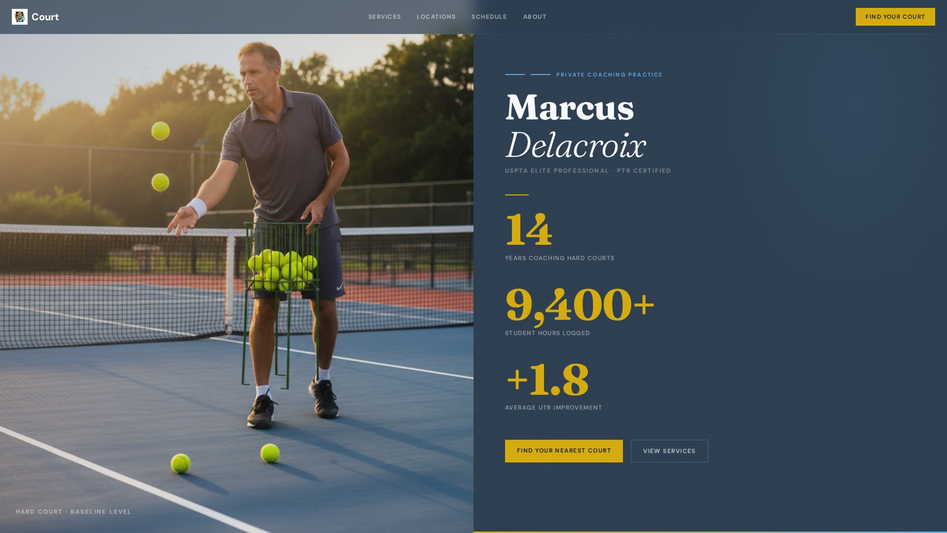 Tennis Coach Specialist Booking Website Template