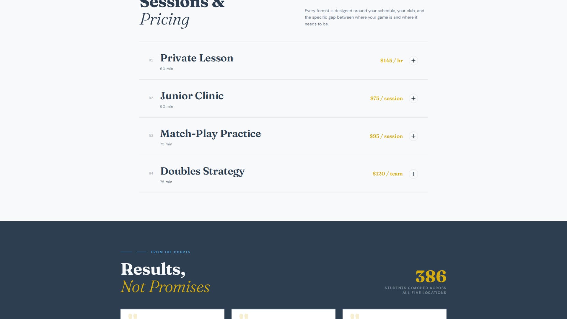 Tennis Coach Specialist Booking Website Template