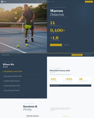 Tennis Coach Specialist Booking Website Template