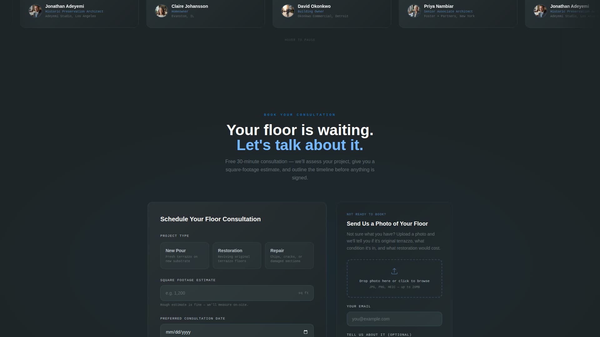 Terrazzo Worker Business Booking Website Template