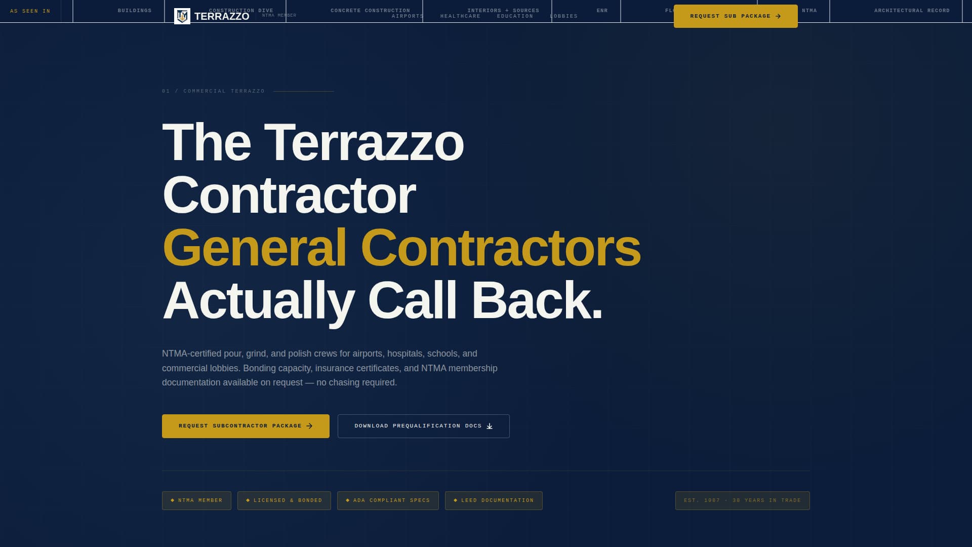 Terrazzo Worker Business Reviews Website Template
