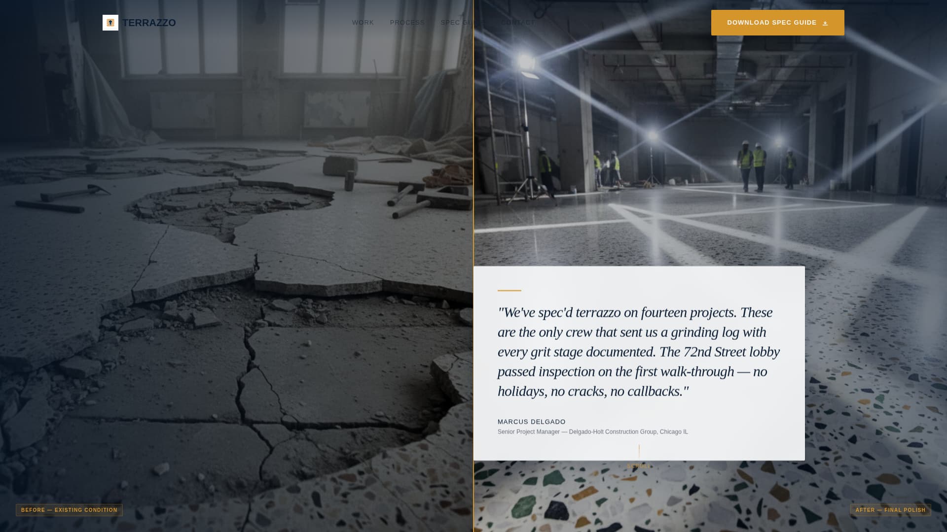 Terrazzo Worker Business Portfolio Website Template