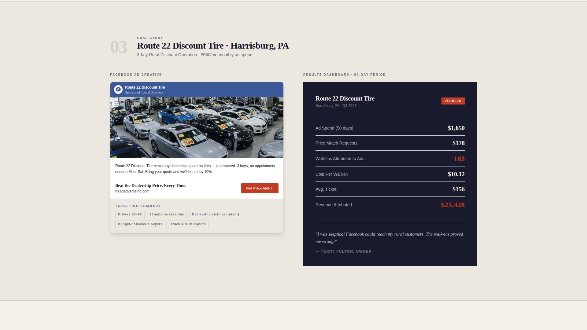 Tire Shop Marketing Cost Calculator Website Template