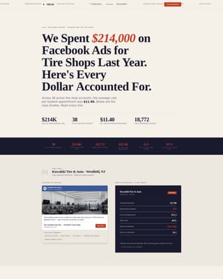 Tire Shop Marketing Cost Calculator Website Template