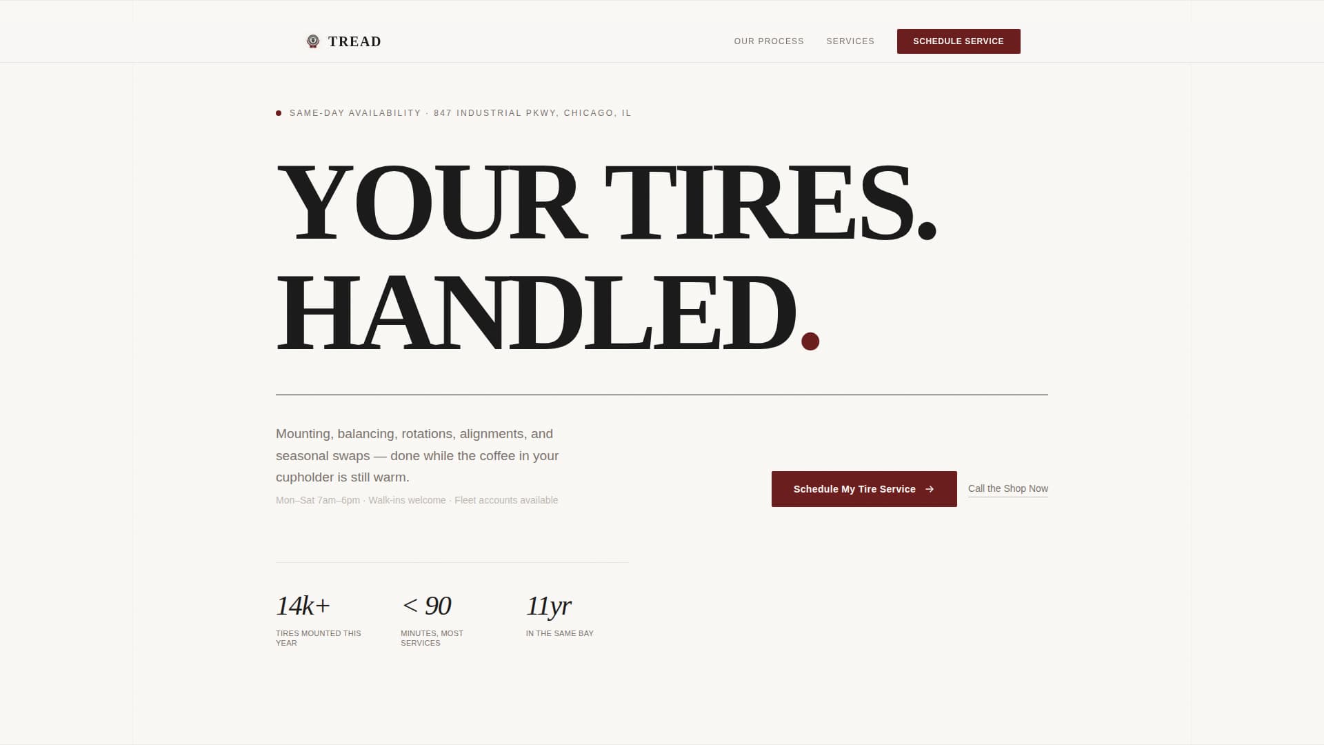 Tire Shop Marketing Booking Website Template