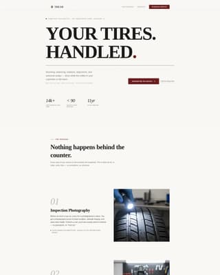 Tire Shop Marketing Booking Website Template