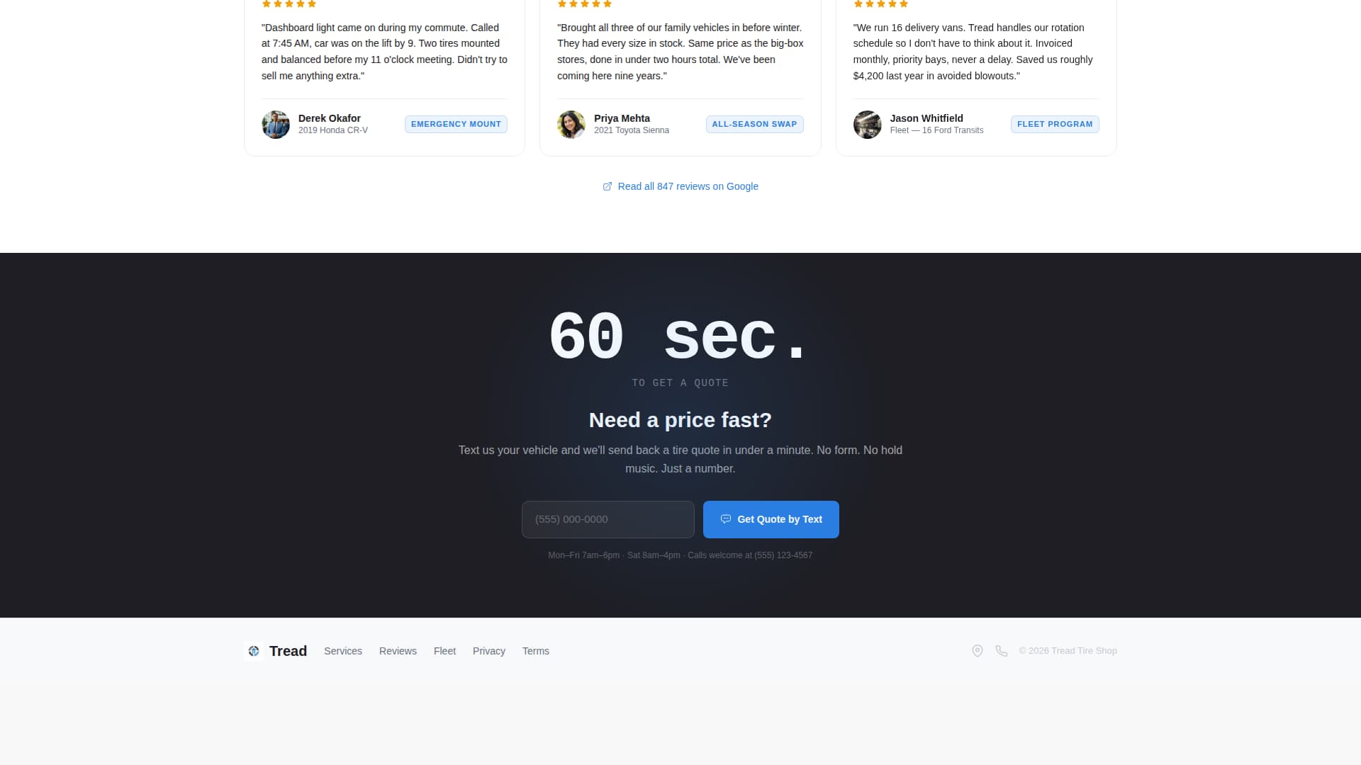 Tread — Certified Wheel Installation Landing Page Template