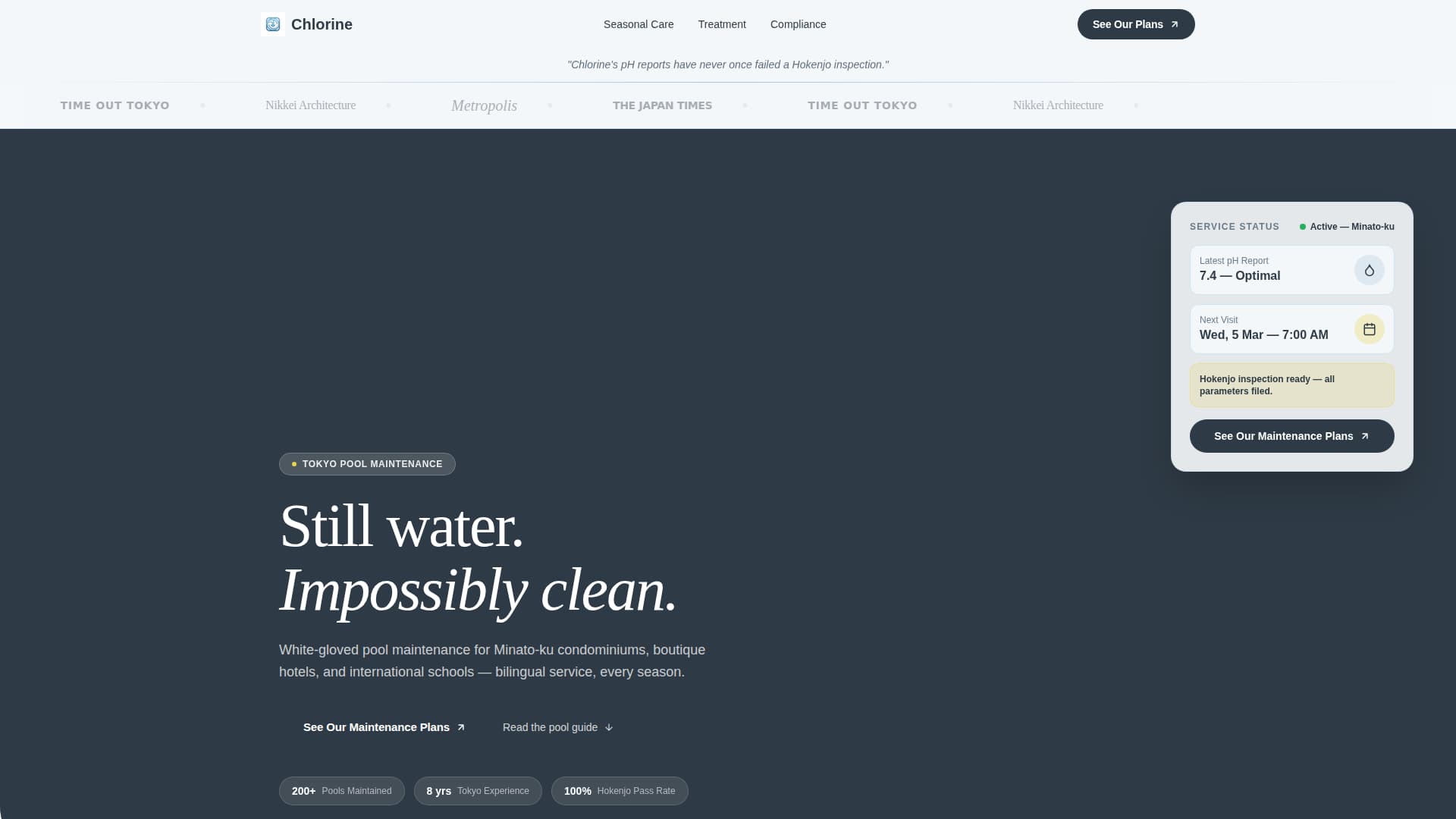 Chlorine - Crystalclear Poolmaintenance Landing Page Template