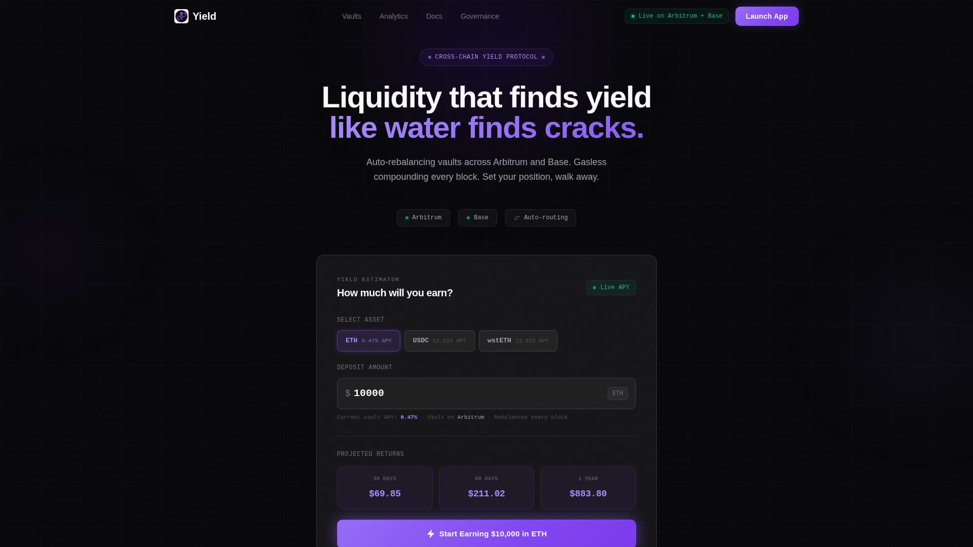 Yield - Relentless DeFi Landing Page Template