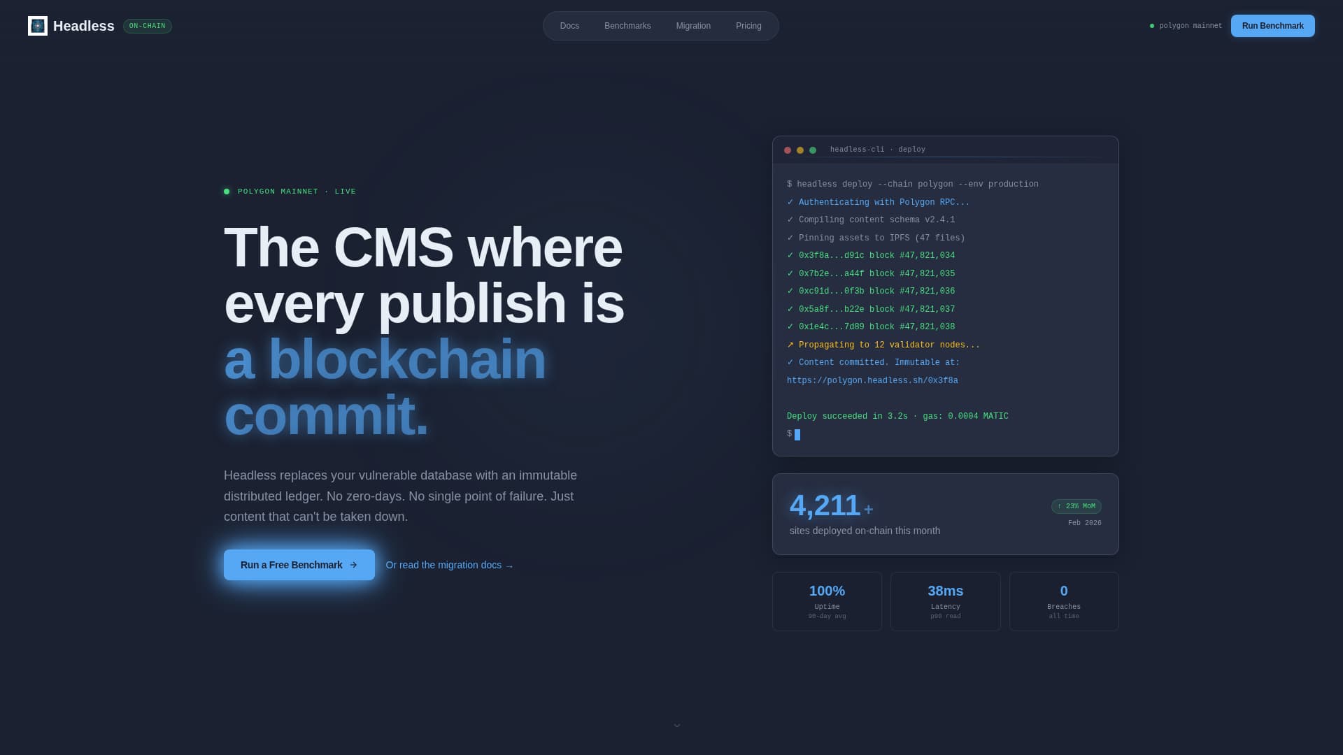 Headless - Decentralized CMS Landing Page Template