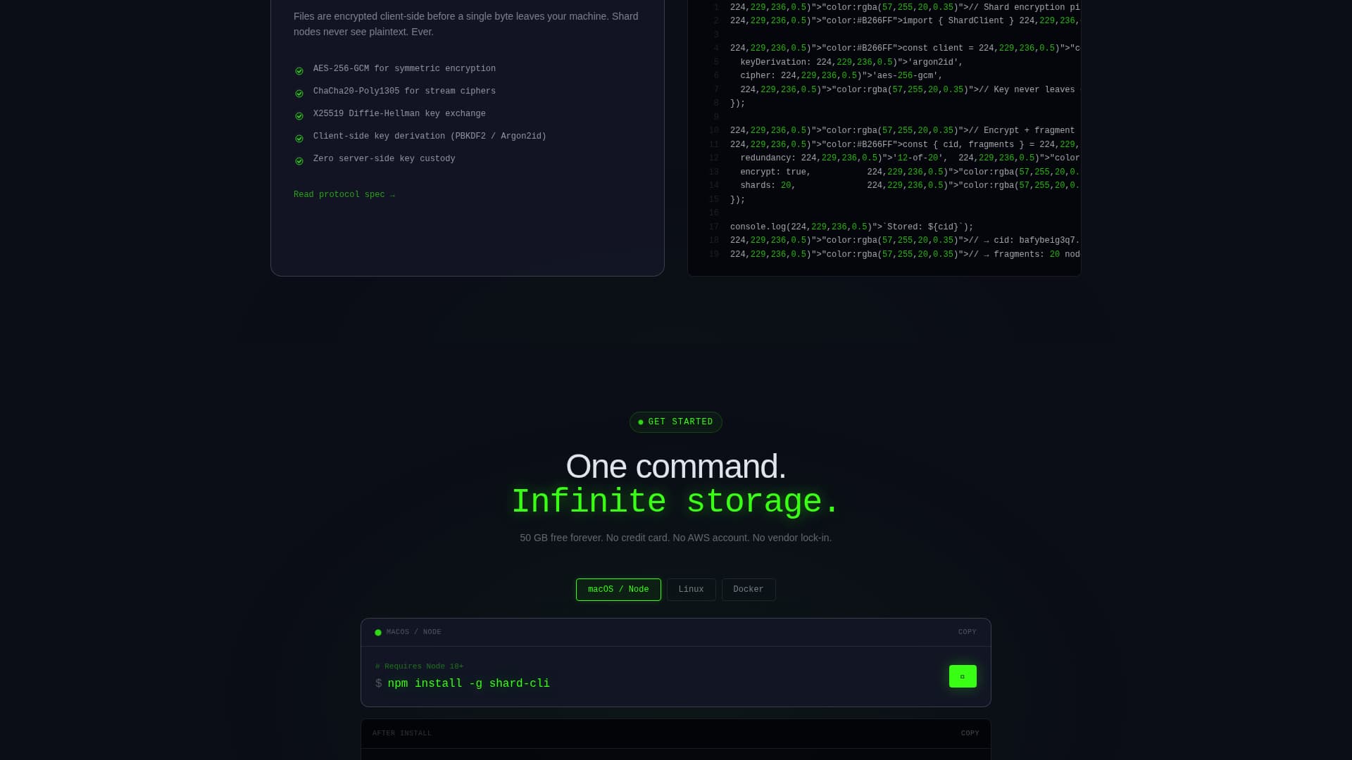 Shard - Encrypted Decentralized Storage Landing Page Template