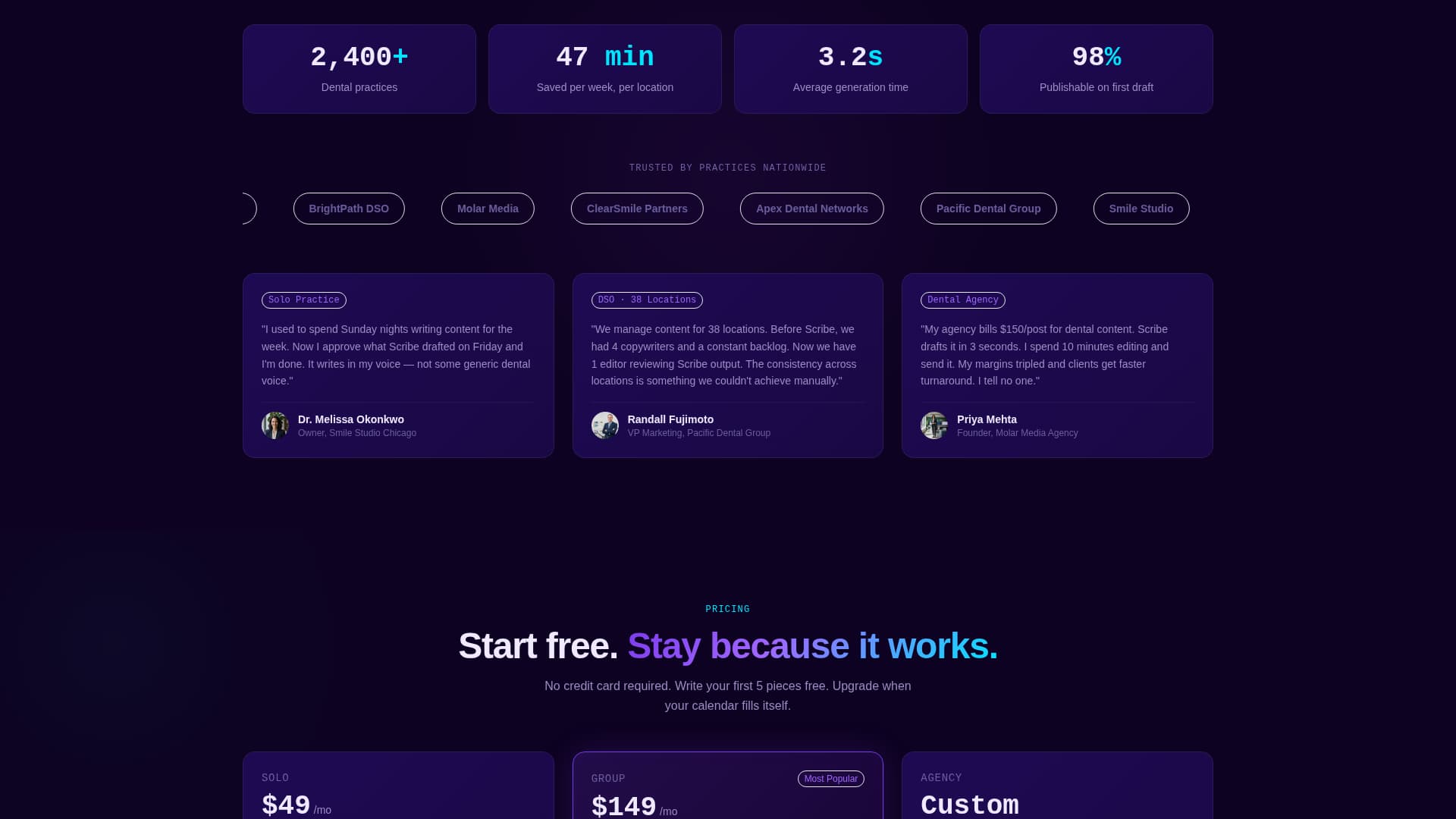 Scribe - Dynamic Dental Landing Page Template