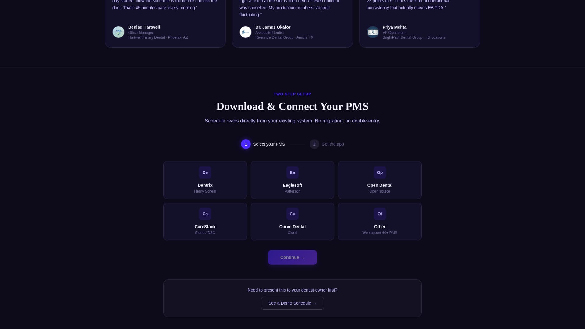 Schedule - Intelligent Dental Landing Page Template