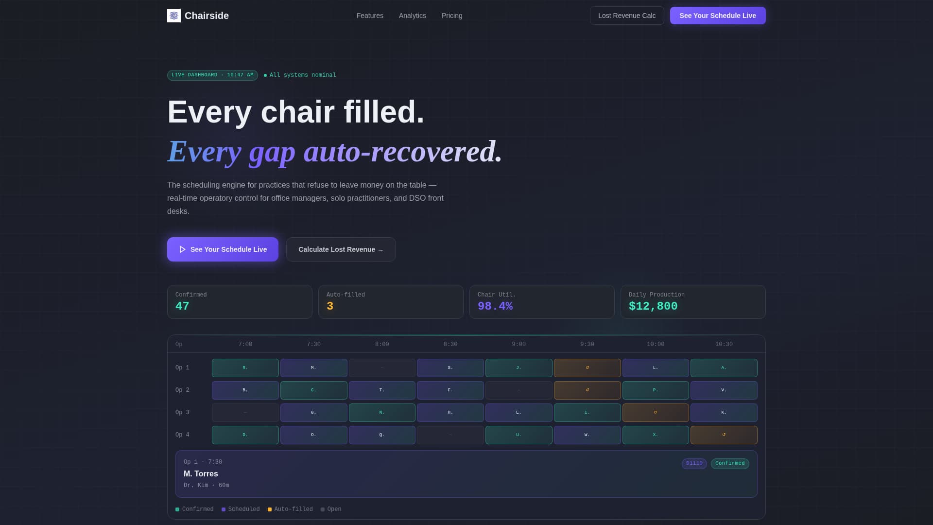 Chairside - Intelligent Scheduling Landing Page Template