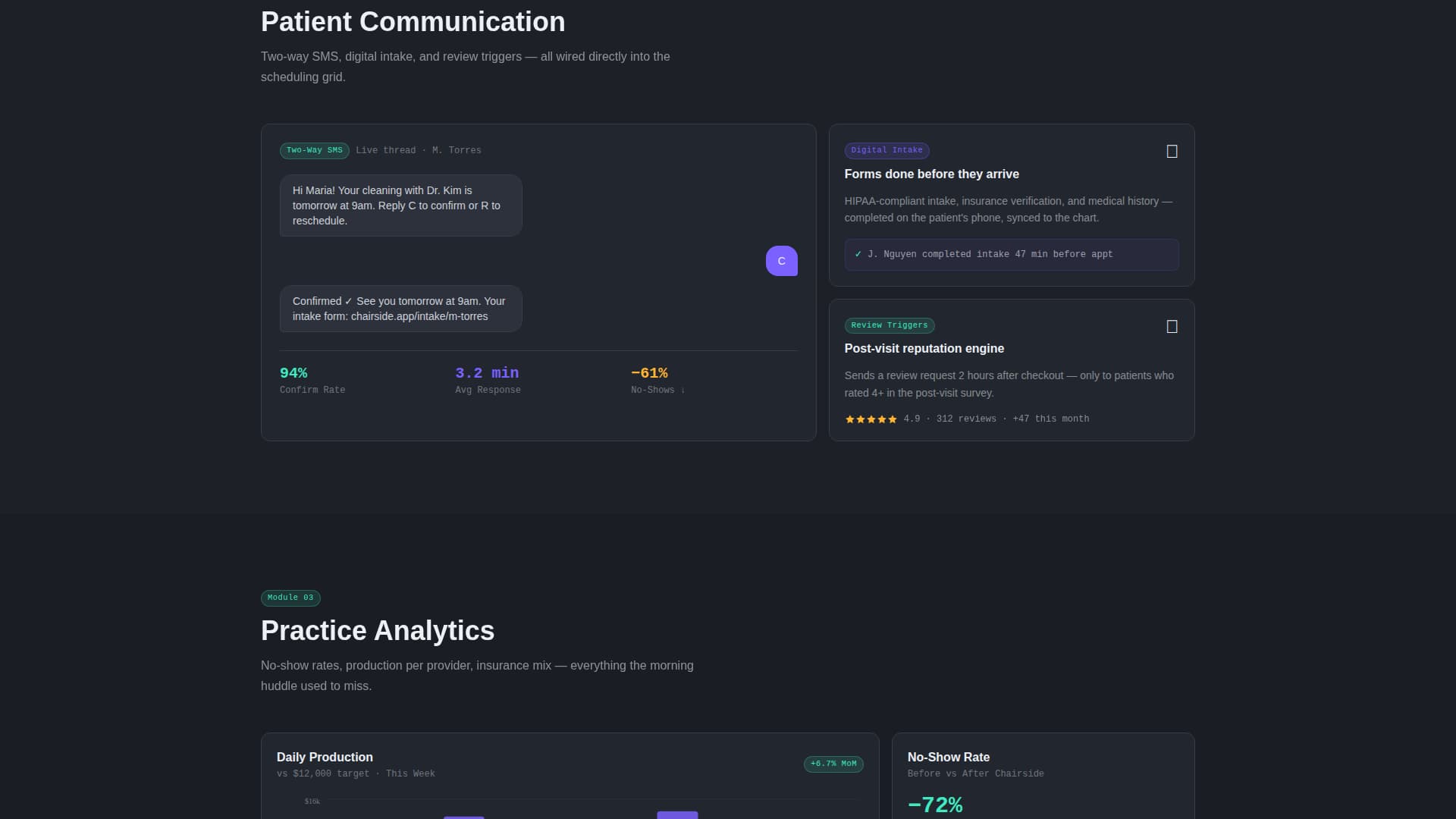 Chairside - Intelligent Scheduling Landing Page Template
