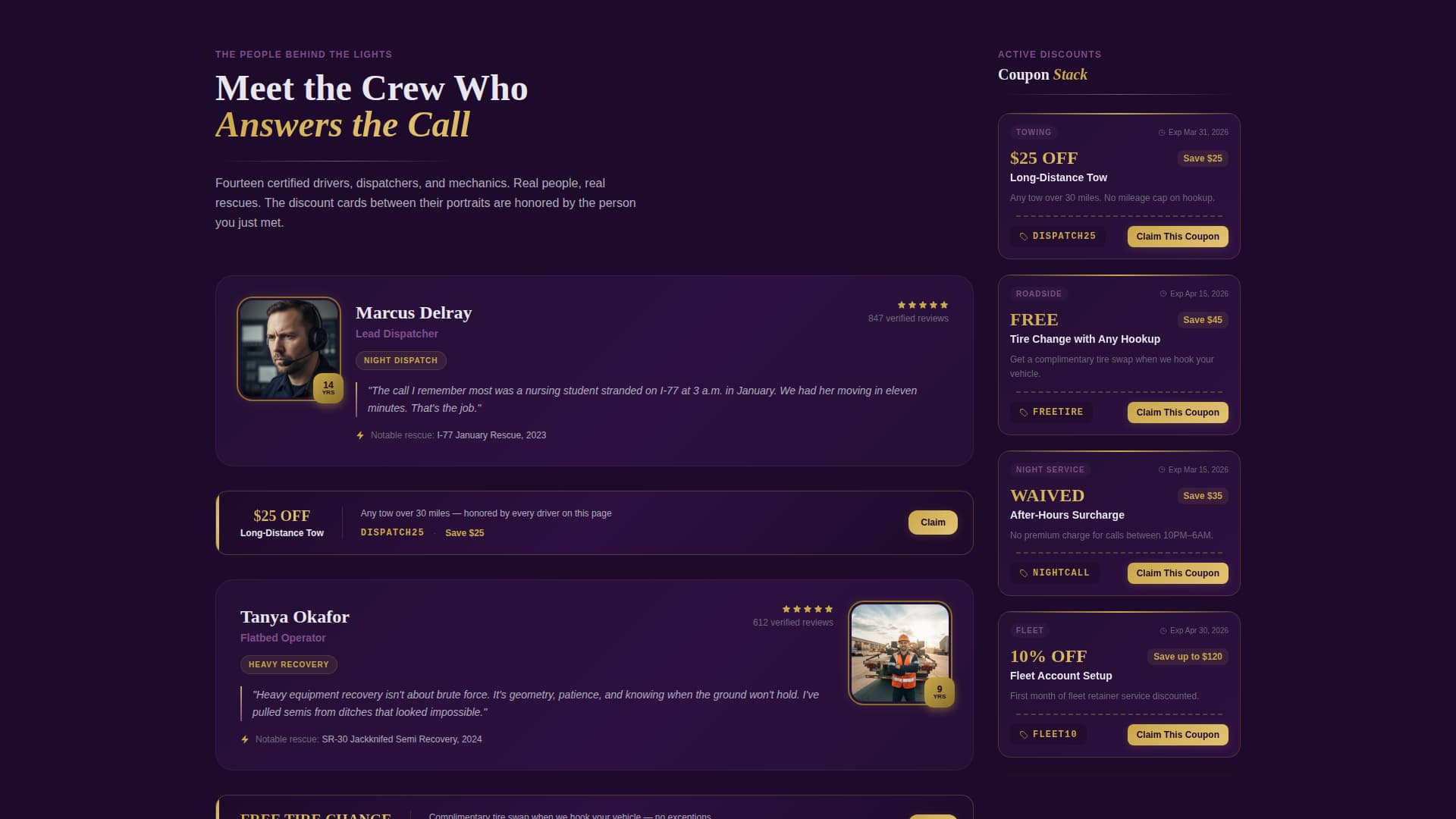 Tow Truck Marketing Specialist Professional Website Template