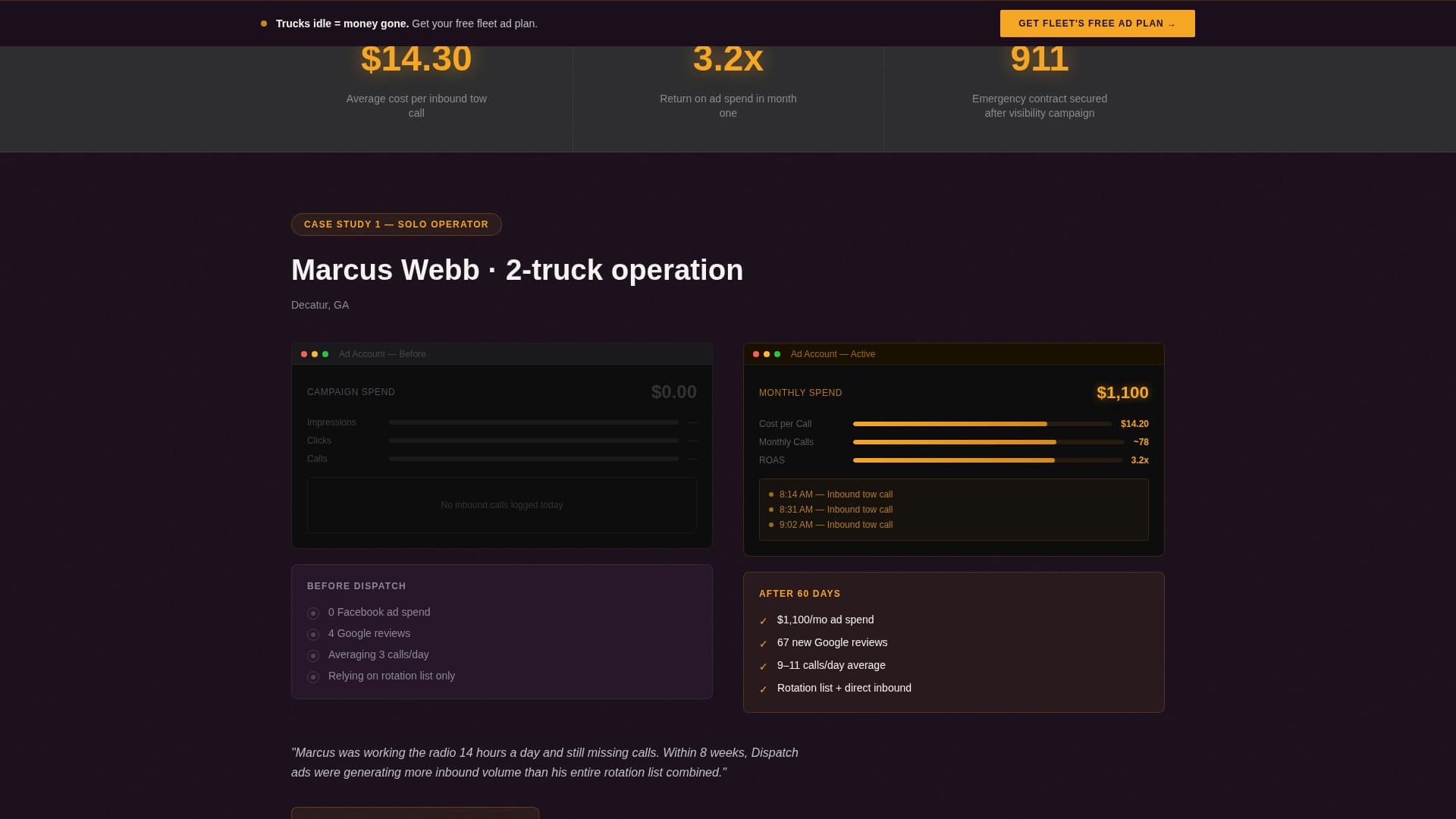 Tow Truck Marketing Portfolio Website Template
