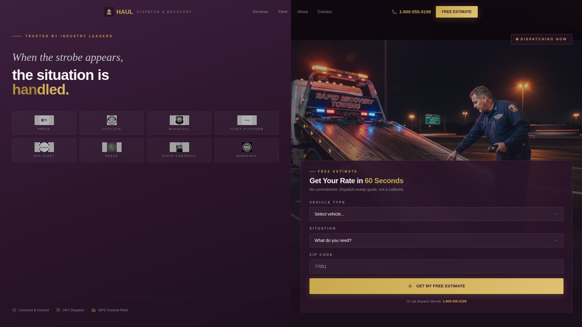 Tow Truck Marketing Professional Website Template